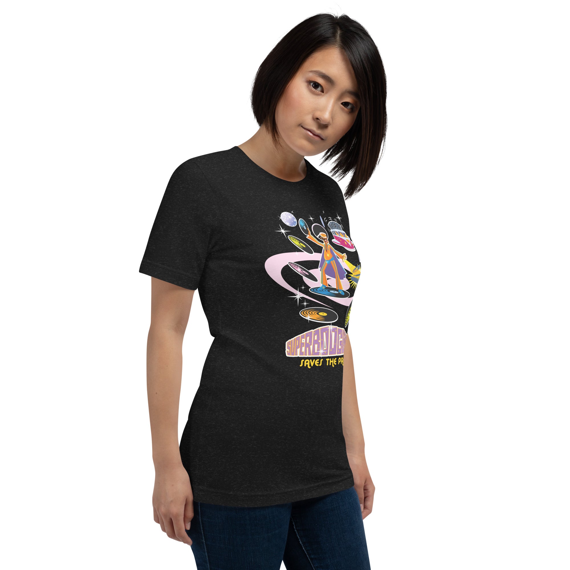 Unisex t-shirt Superboogieman saves the Party on dark heather colors