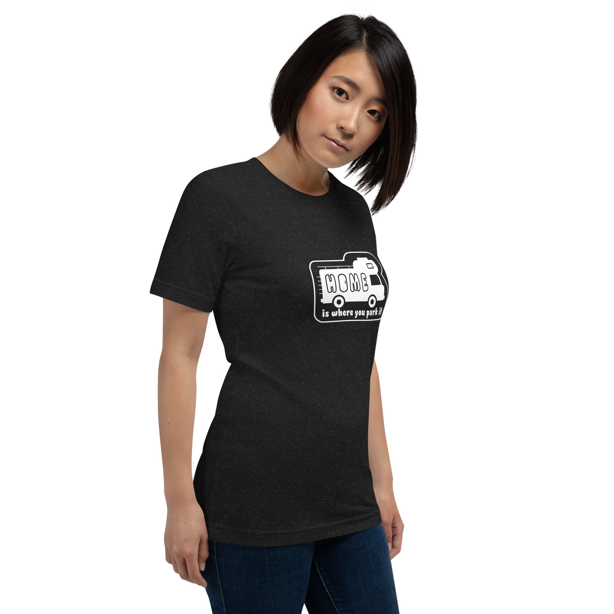 Unisex cotton t-shirt Bold Camper Van on dark heather colors