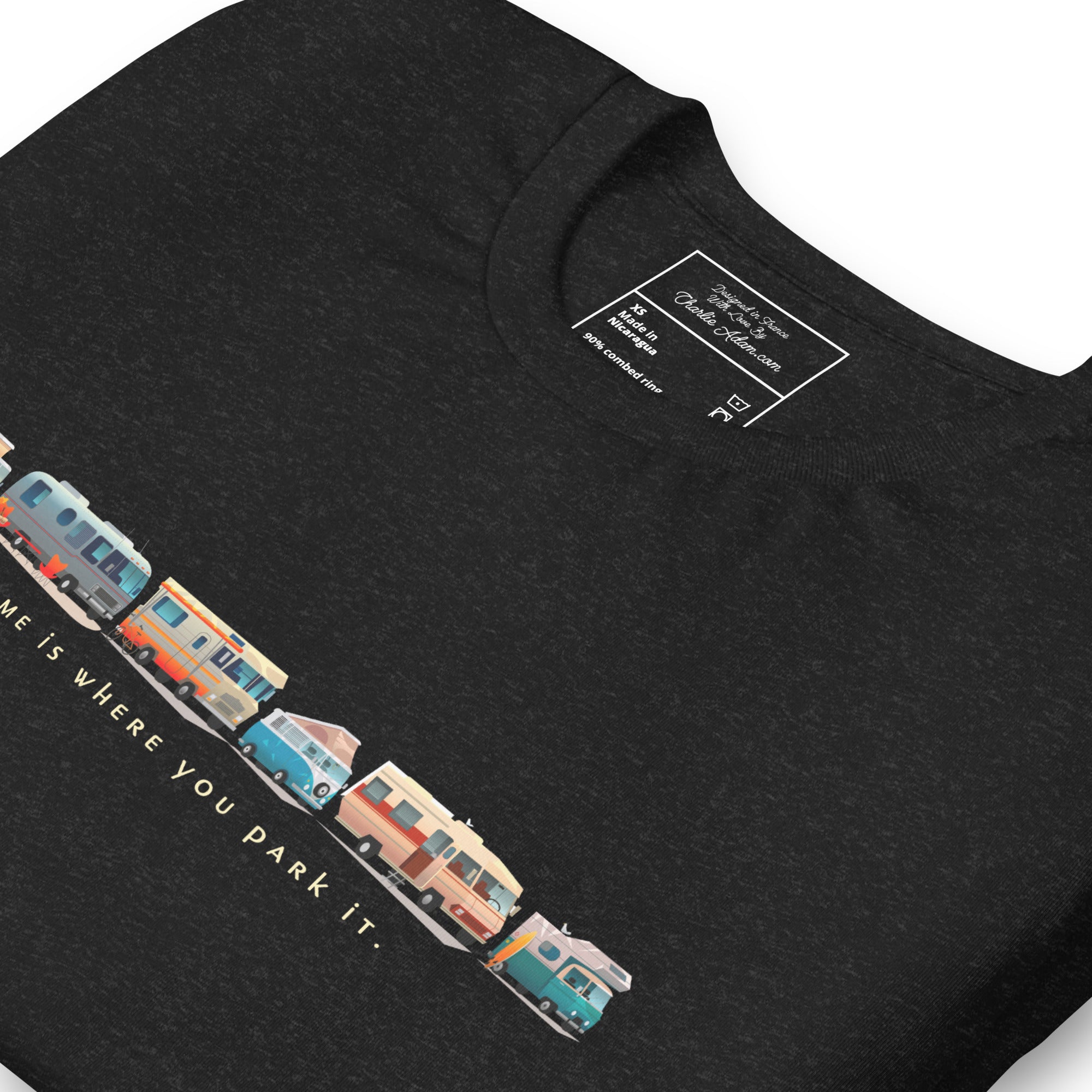 T-shirt en coton unisexe Vintage Campers: Home is where you park it sur couleurs chinées foncées