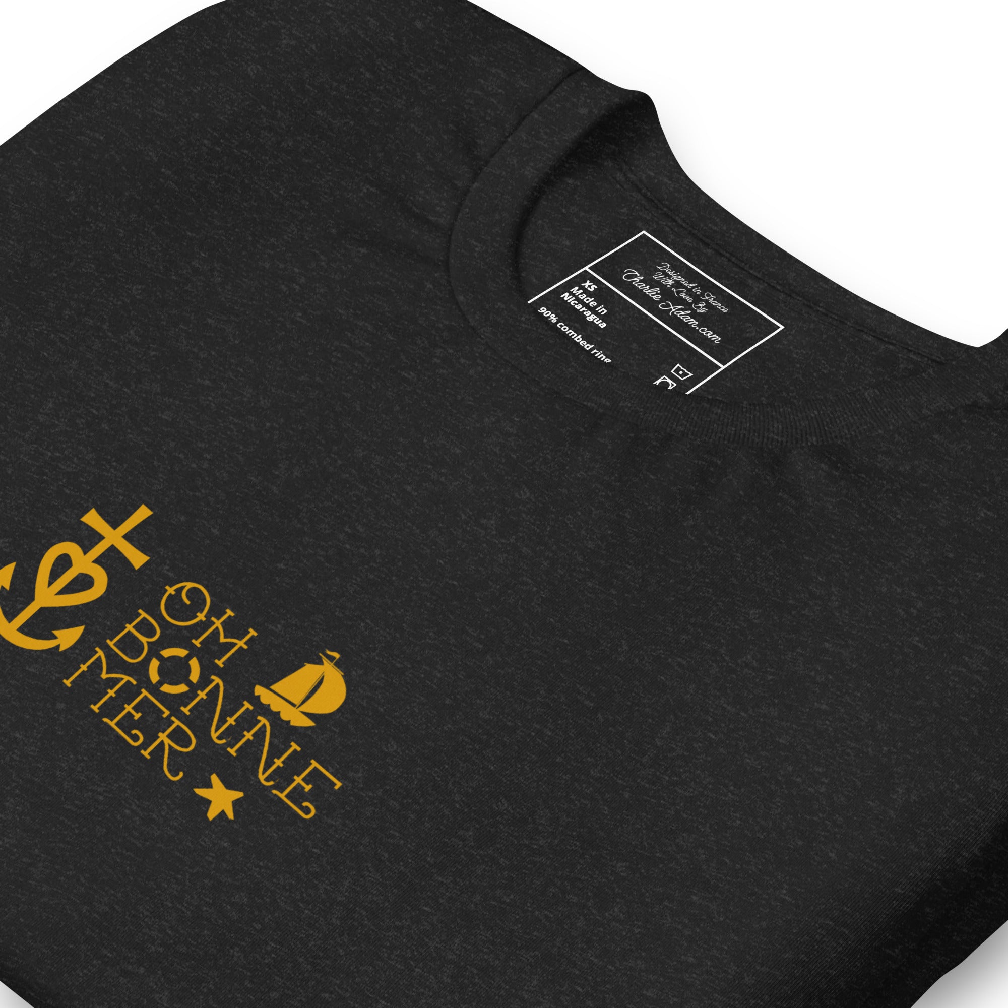 Unisex cotton t-shirt Oh Bonne Mer 2 on dark heather colors