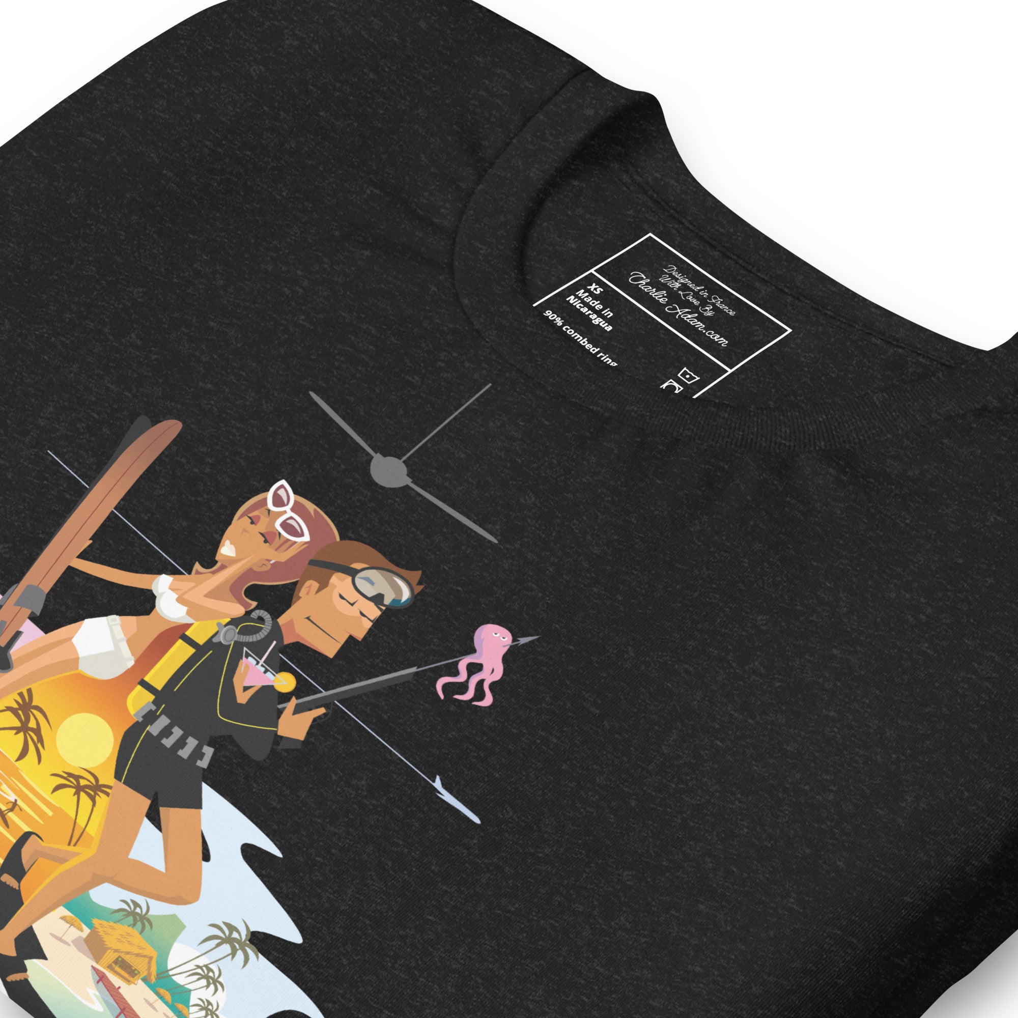 T-shirt en coton unisexe License to Chill Vamos a la playa sur couleurs chinées foncées