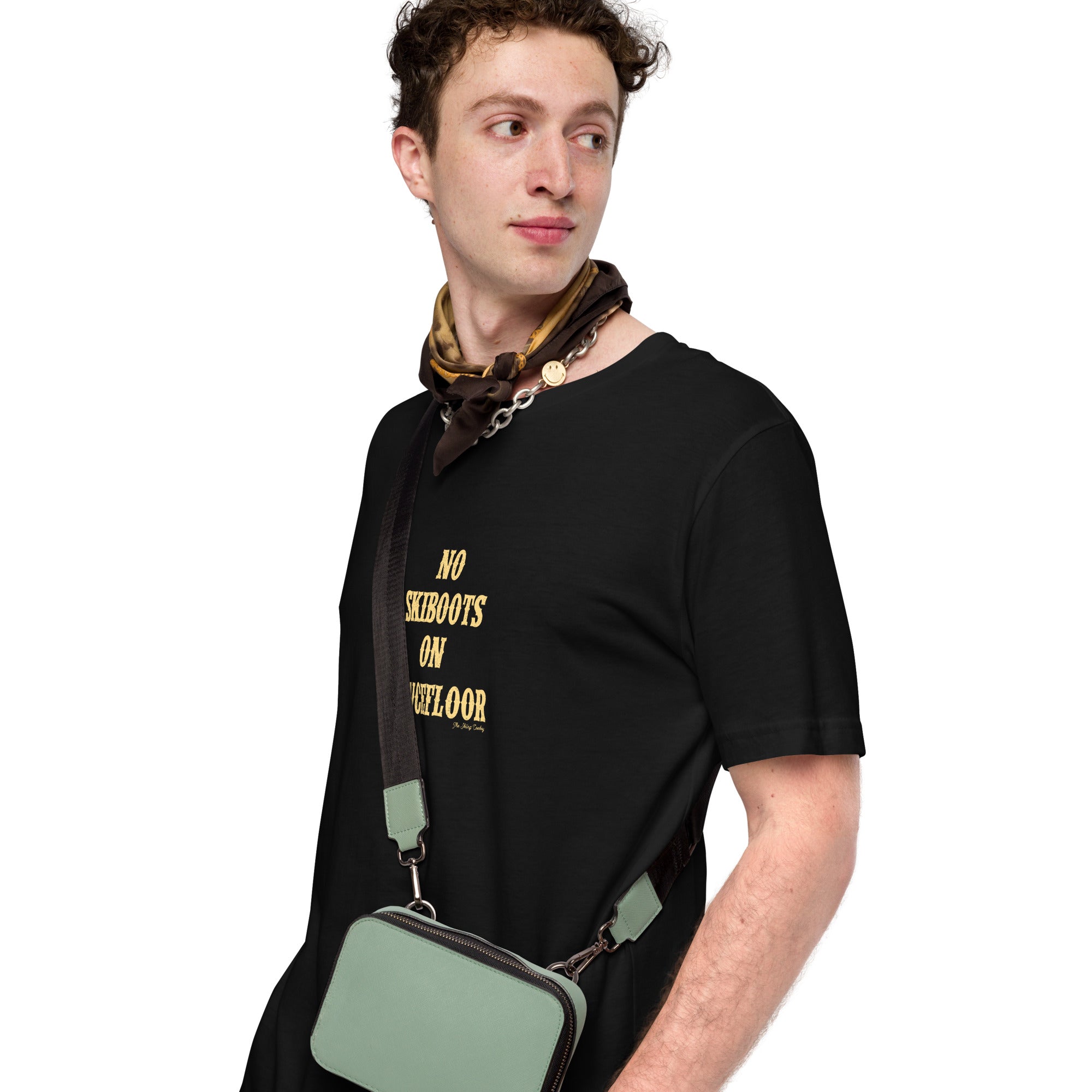 T-shirt en coton unisexe No Skiboots on Dancefloor sur couleurs foncées