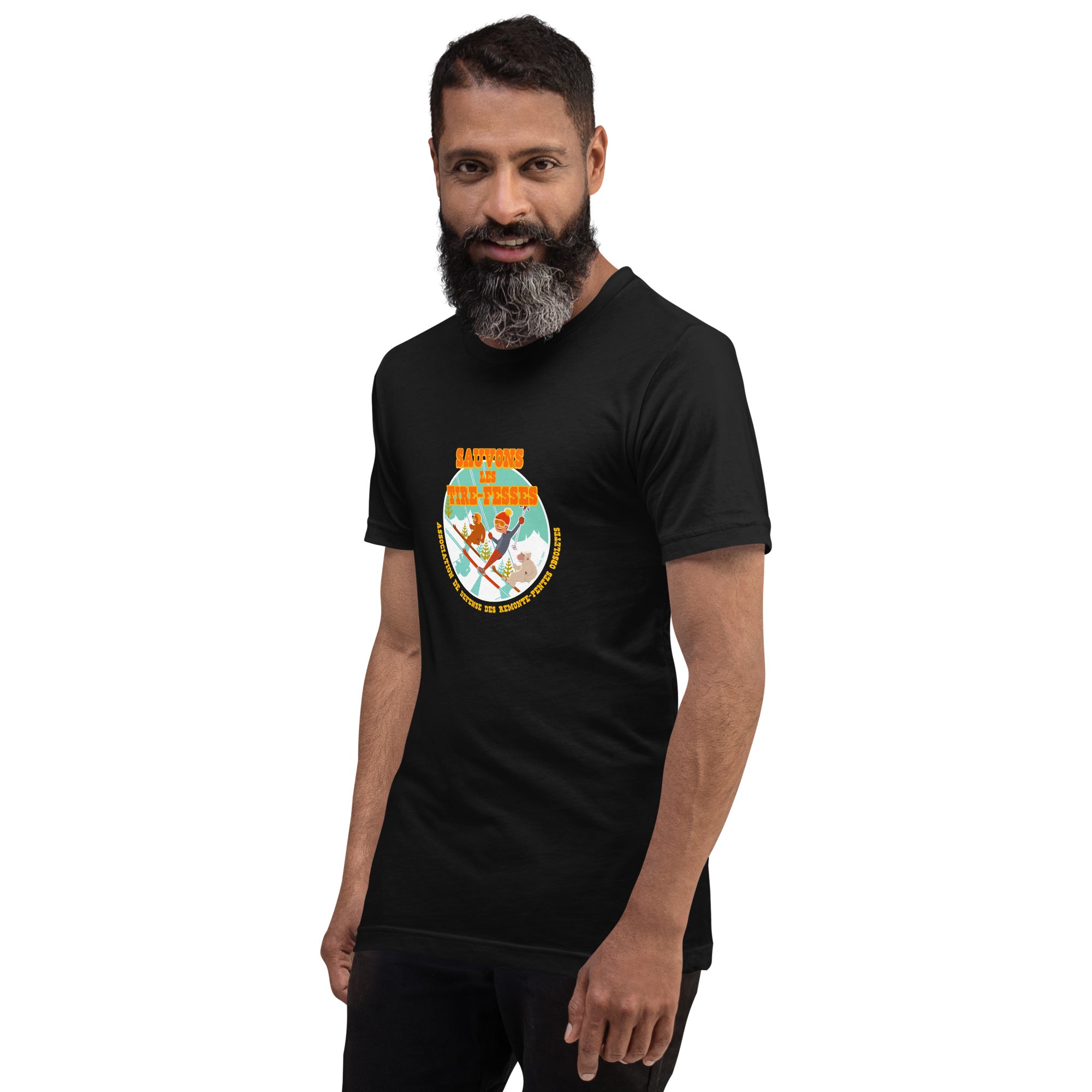 T-shirt en coton unisexe Sauvons les Tires-fesses sur couleurs foncées