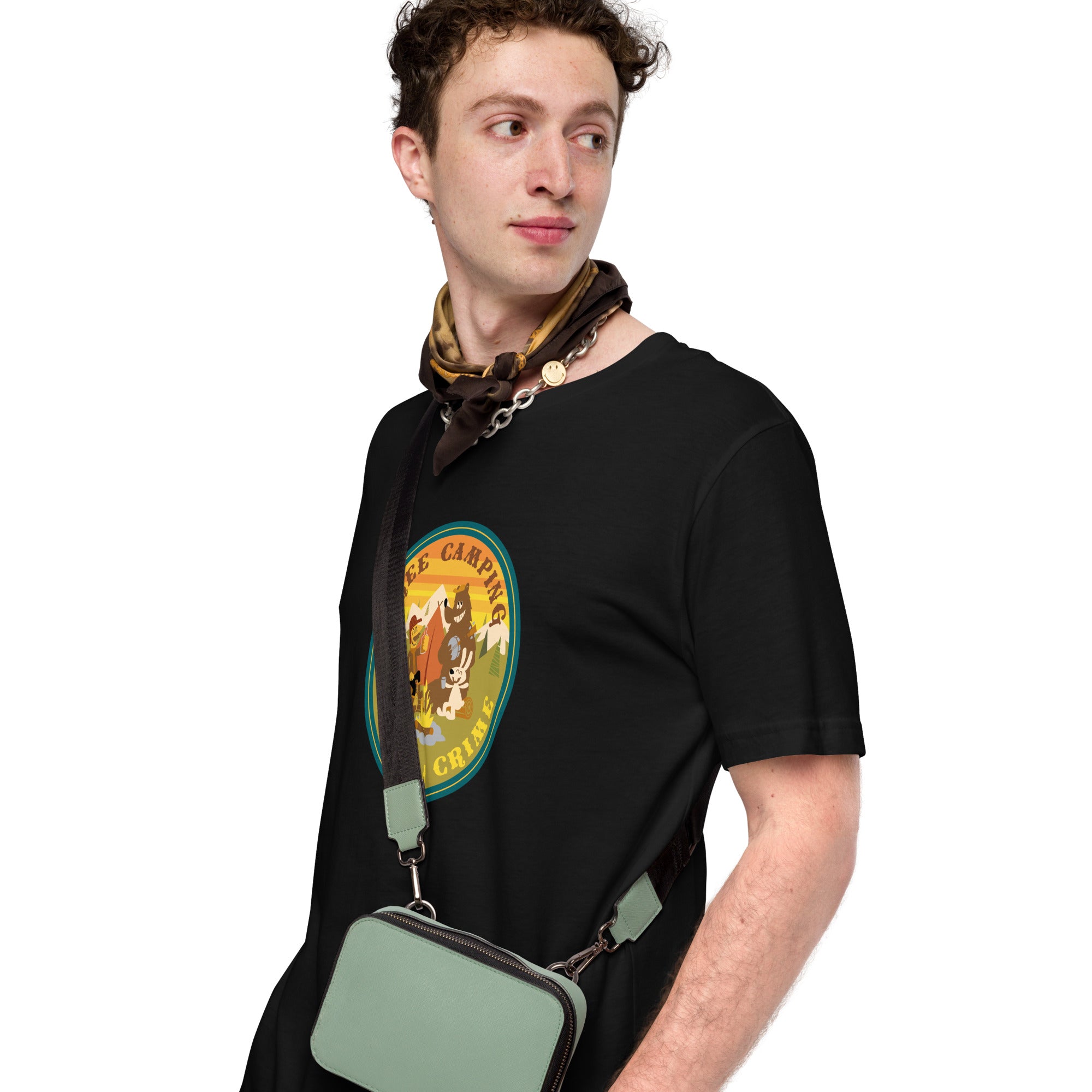 Unisex cotton t-shirt Free Camping is not a Crime on dark colors