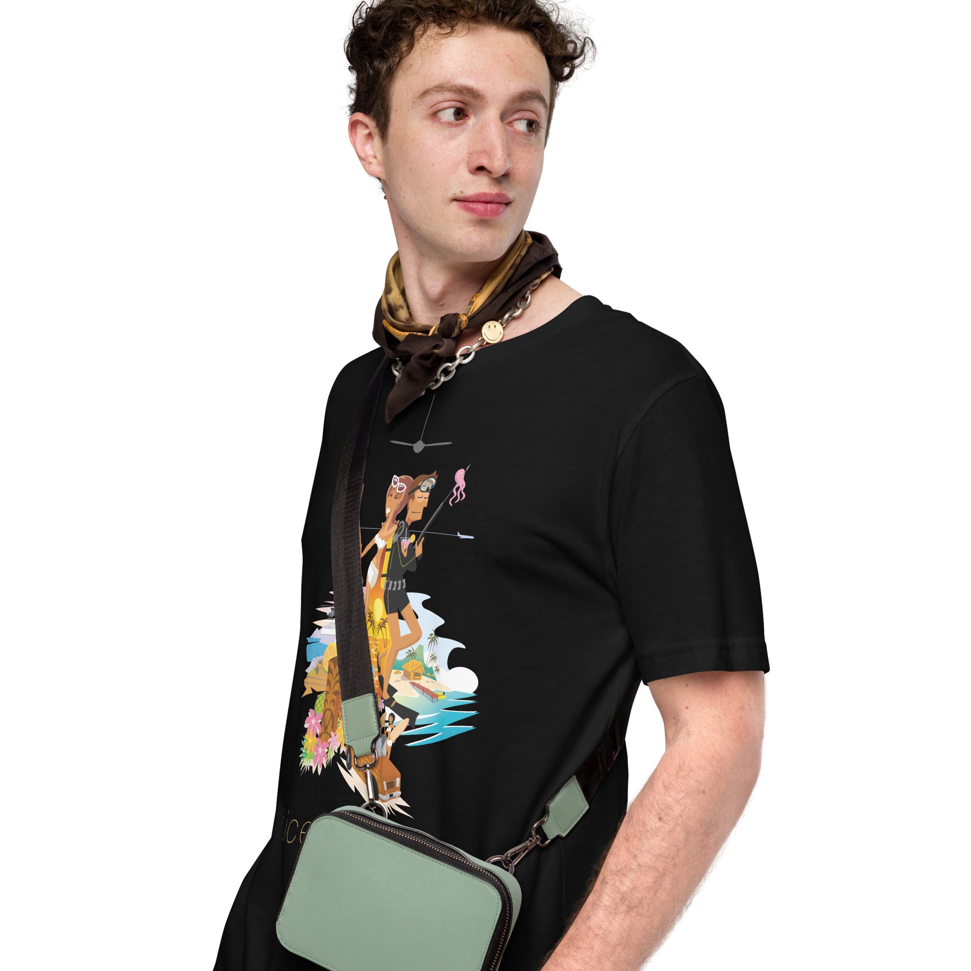 Unisex cotton t-shirt License to Chill Vamos a la Playa on dark colors
