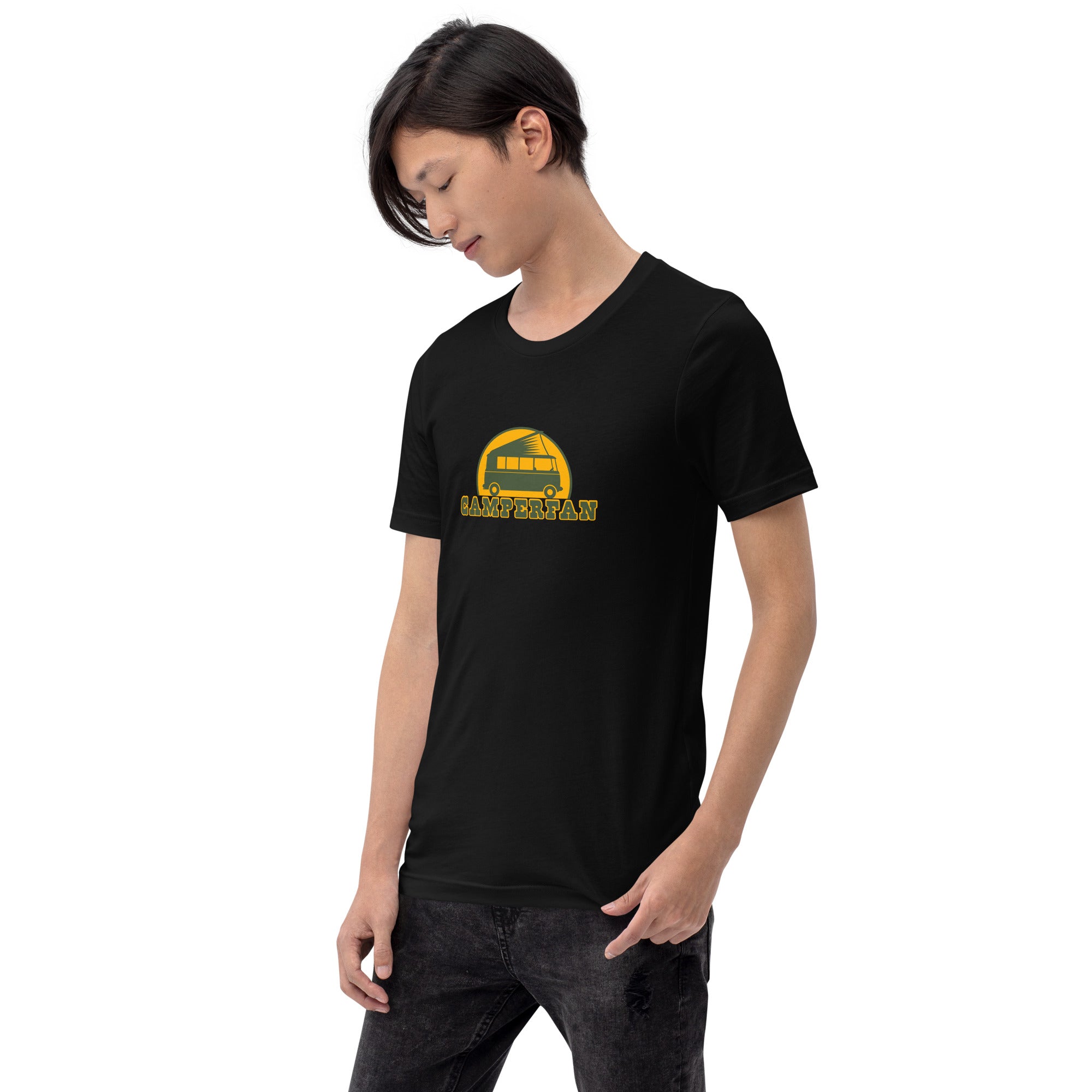 Unisex cotton t-shirt Camperfan on dark colors