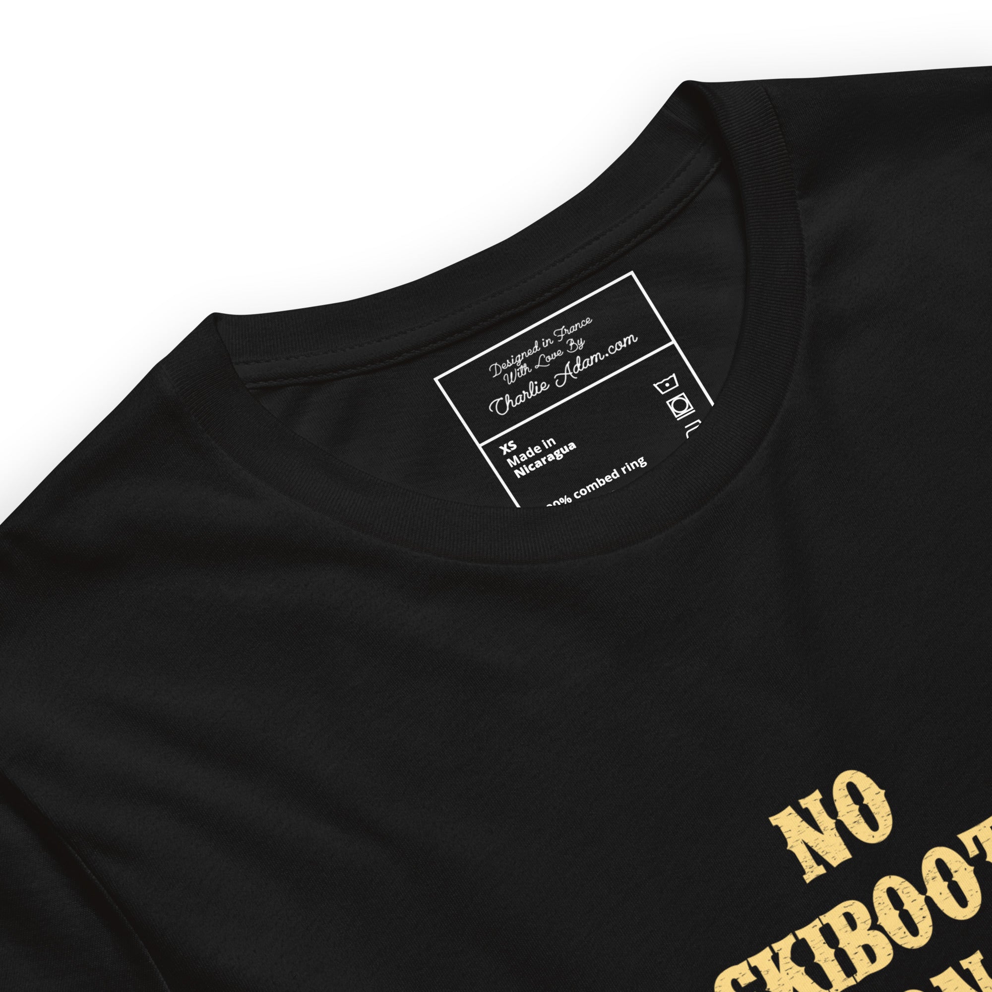 T-shirt en coton unisexe No Skiboots on Dancefloor sur couleurs foncées