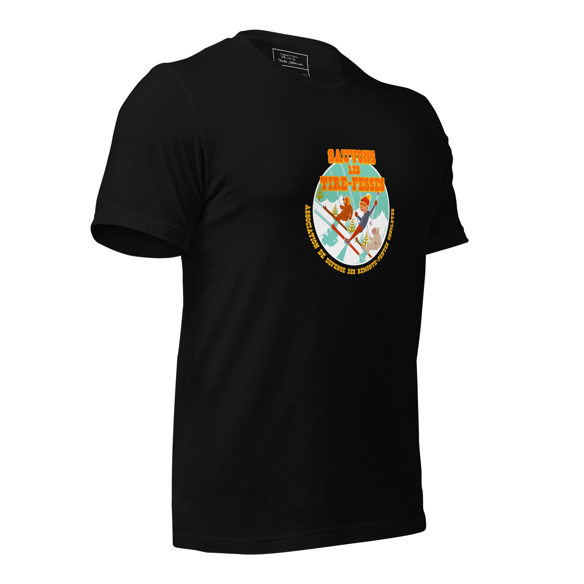 T-shirt en coton unisexe Sauvons les Tires-fesses sur couleurs foncées