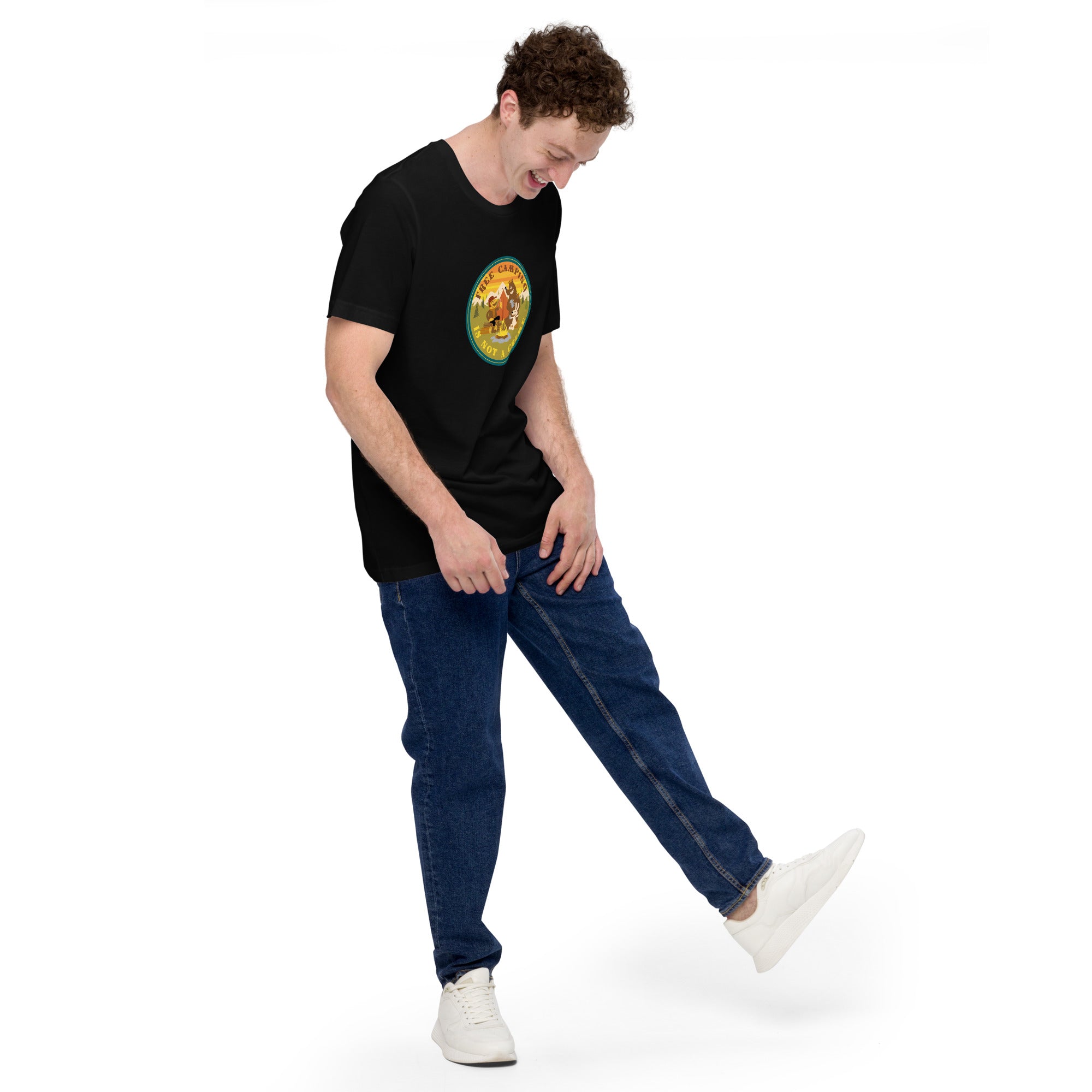 Unisex cotton t-shirt Free Camping is not a Crime on dark colors