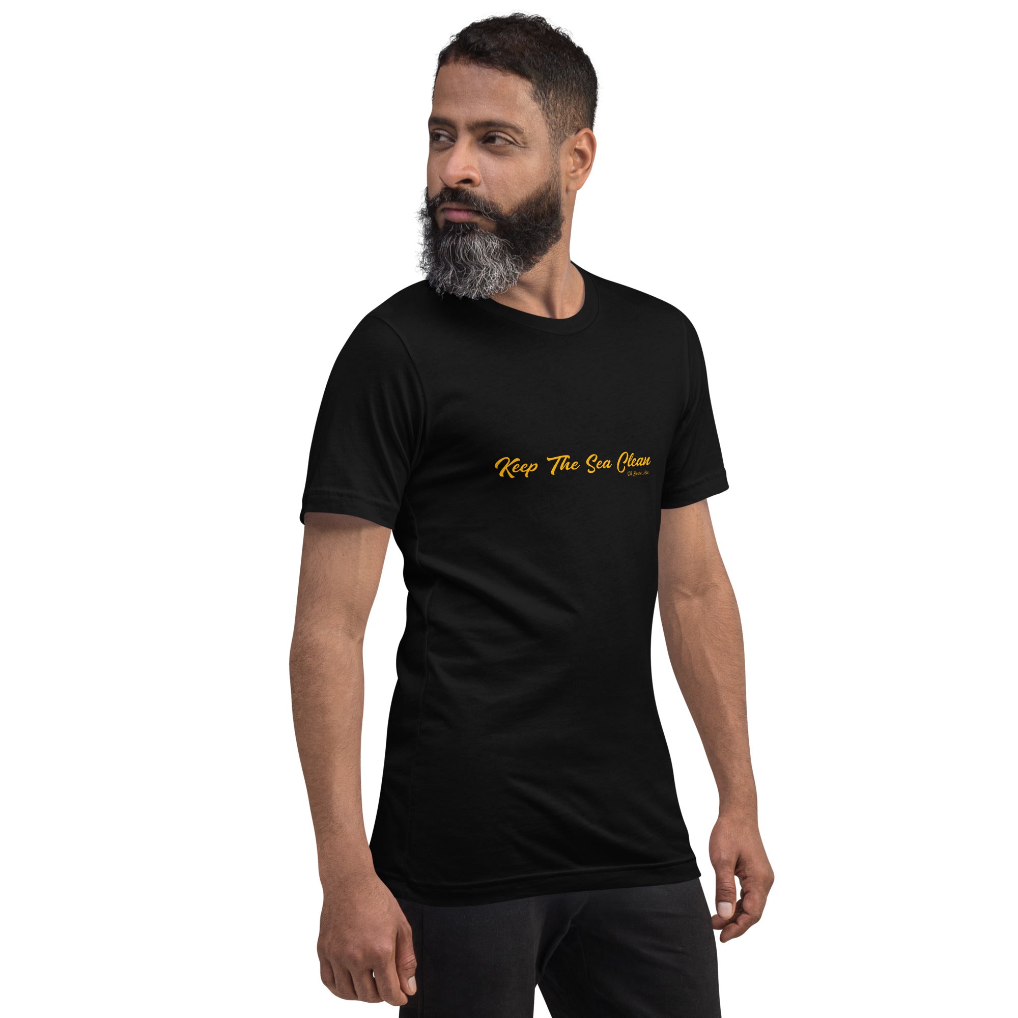 Unisex cotton t-shirt Keep The Sea Clean Gold on dark colors