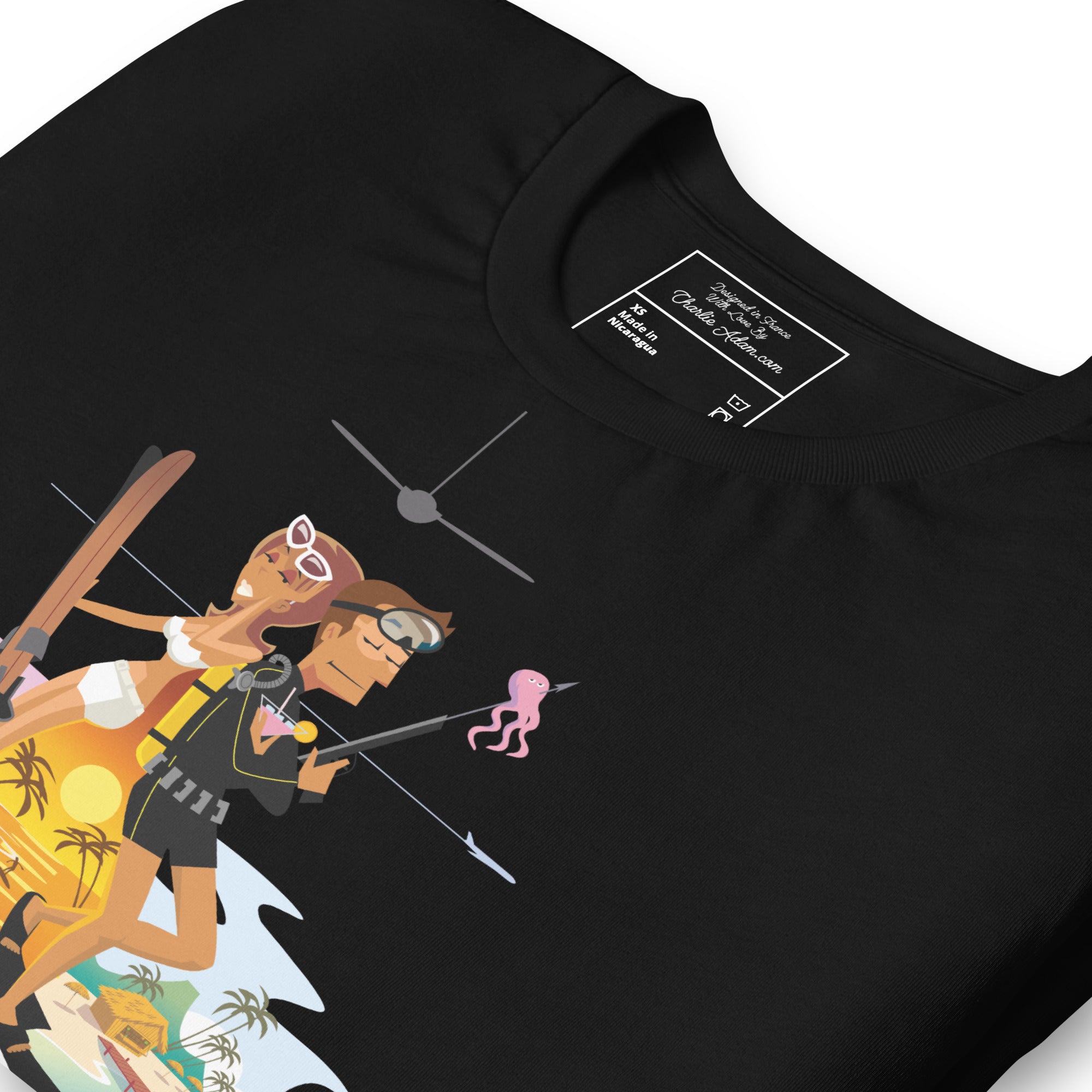 Unisex cotton t-shirt License to Chill Vamos a la Playa on dark colors