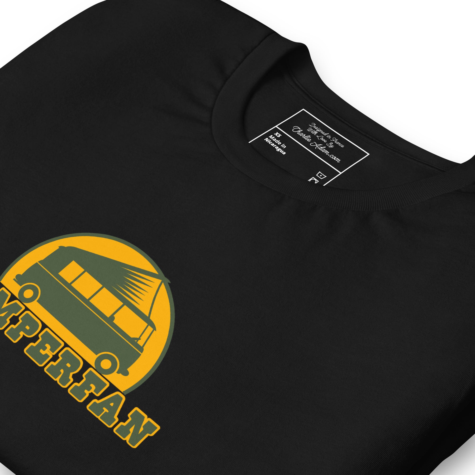 Unisex cotton t-shirt Camperfan on dark colors