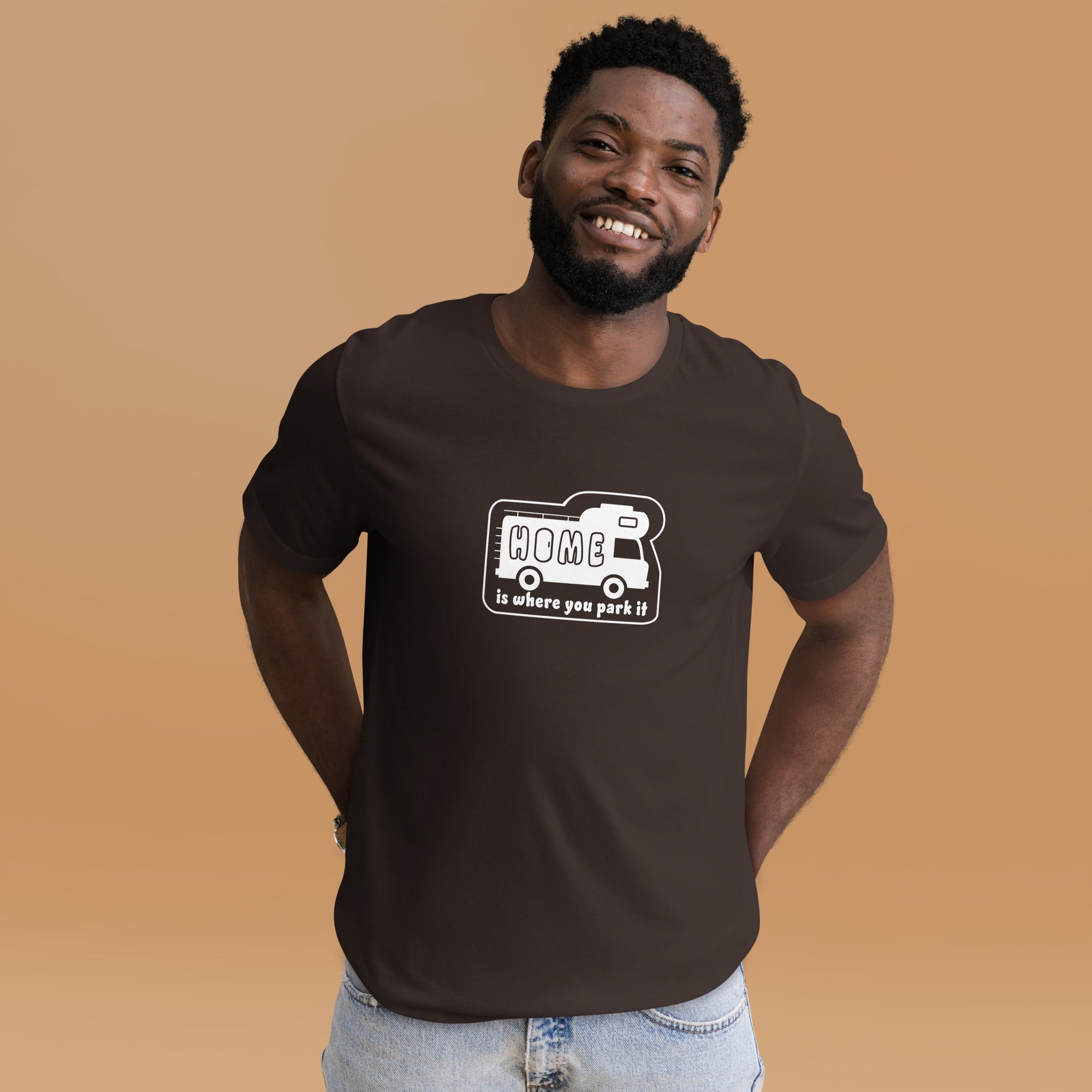 Unisex cotton t-shirt Bold Camper Van on dark colors