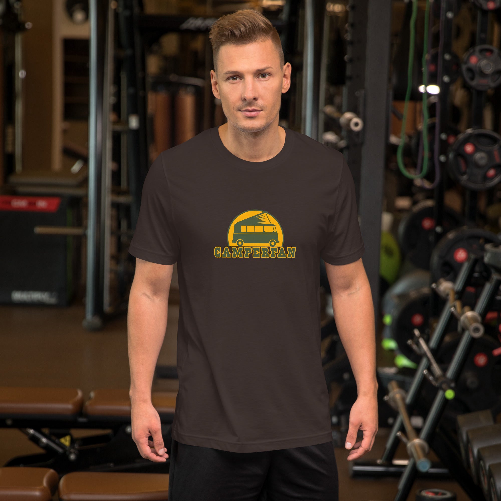 Unisex cotton t-shirt Camperfan on dark colors