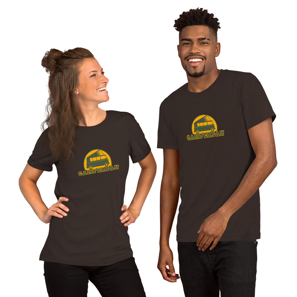 Unisex cotton t-shirt Camperfan on dark colors