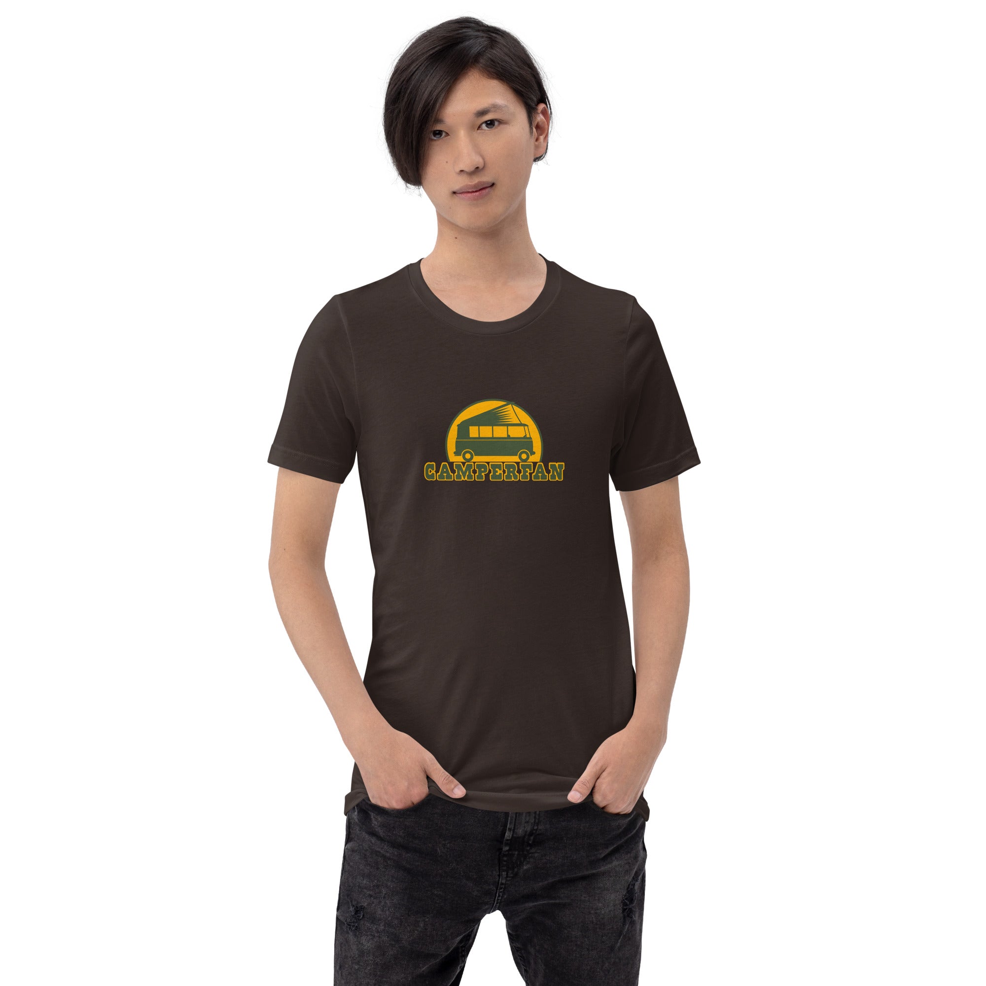 Unisex cotton t-shirt Camperfan on dark colors