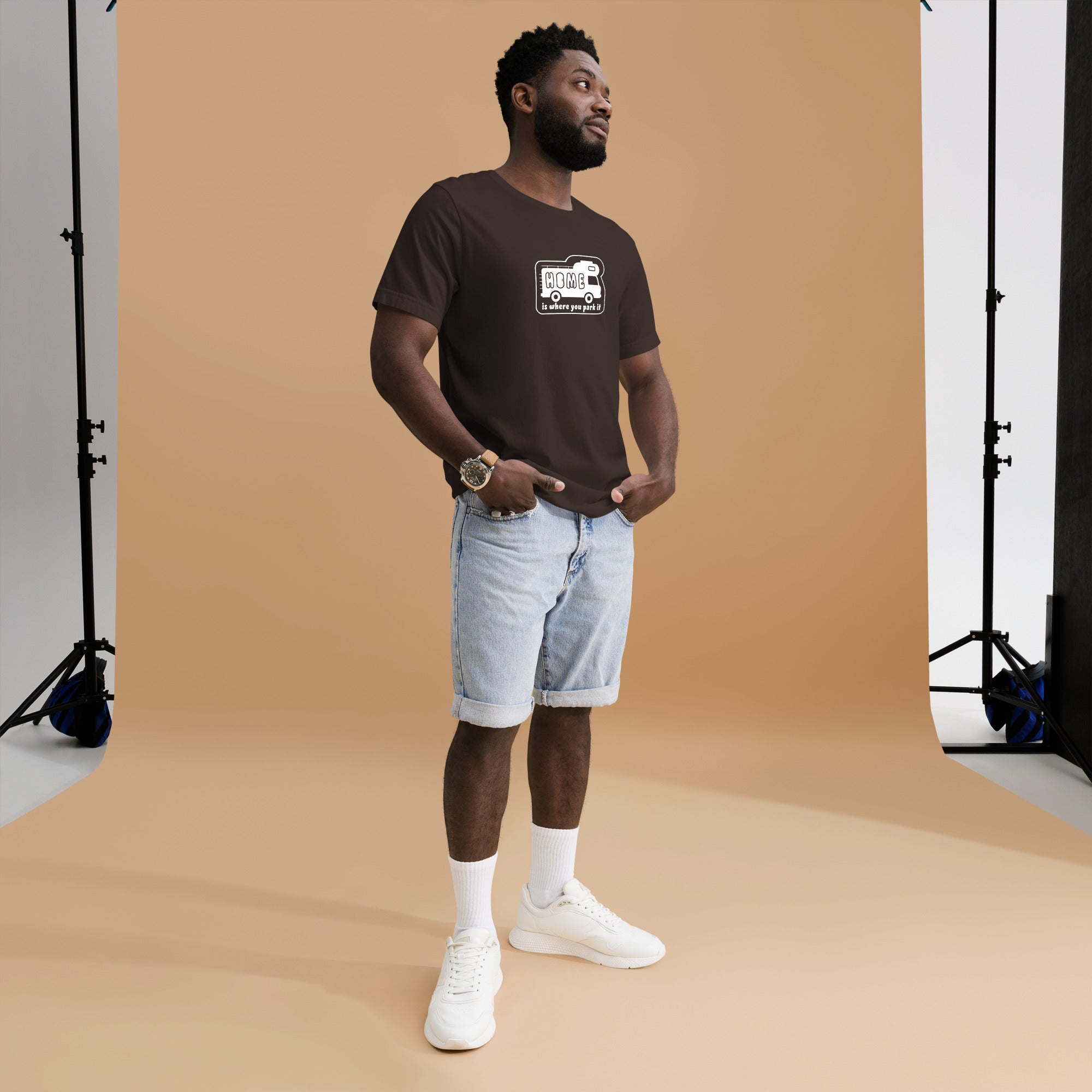 Unisex cotton t-shirt Bold Camper Van on dark colors