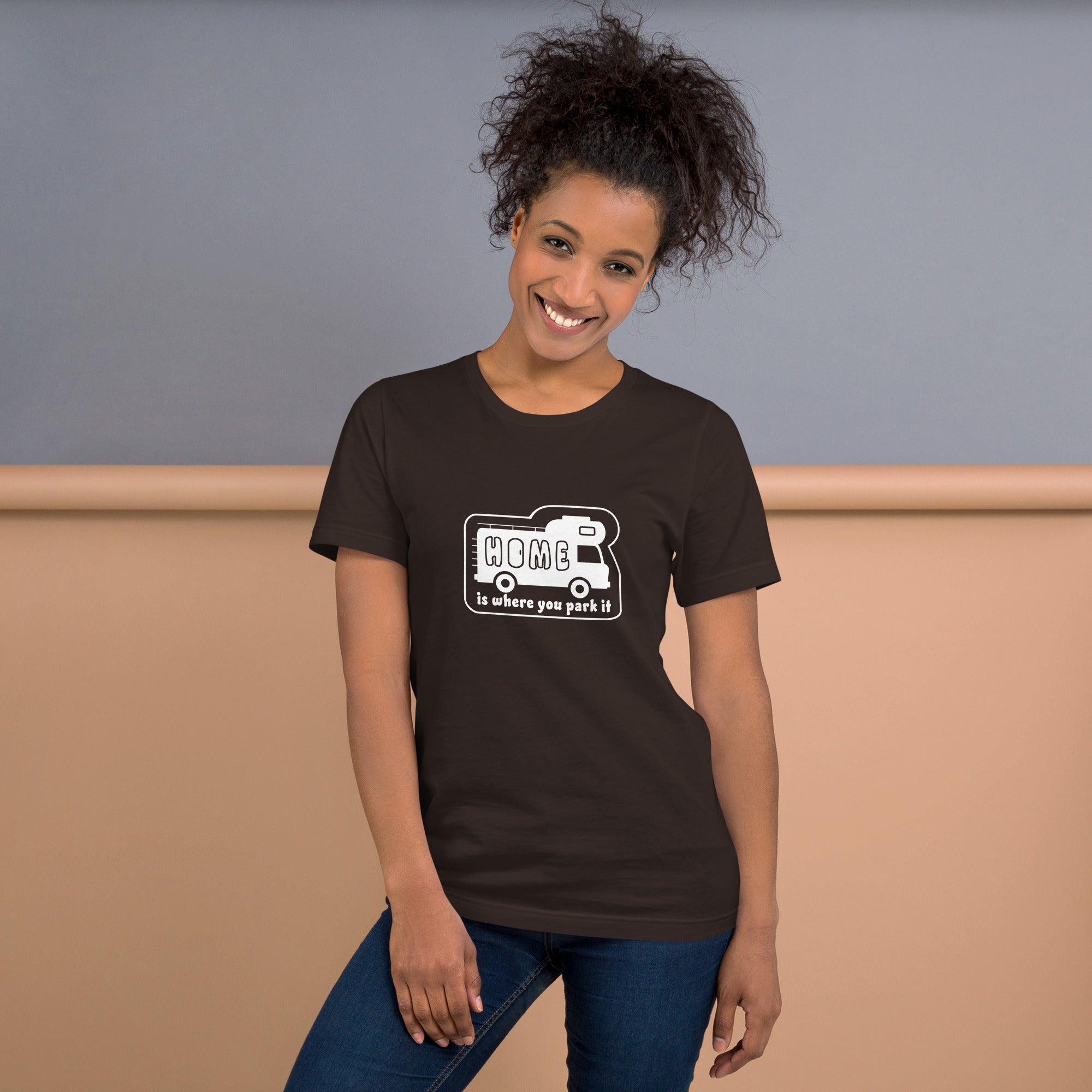 Unisex cotton t-shirt Bold Camper Van on dark colors