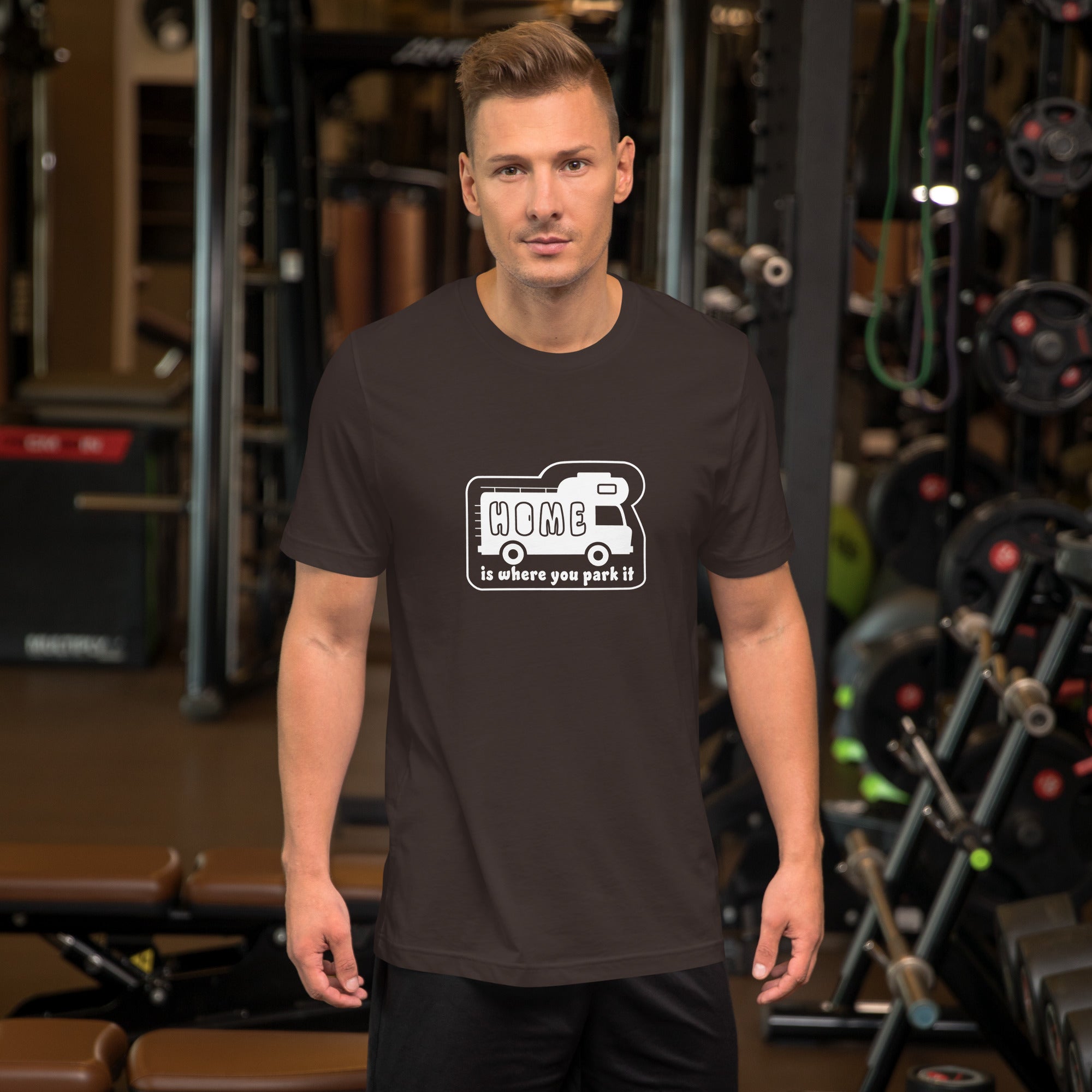 Unisex cotton t-shirt Bold Camper Van on dark colors