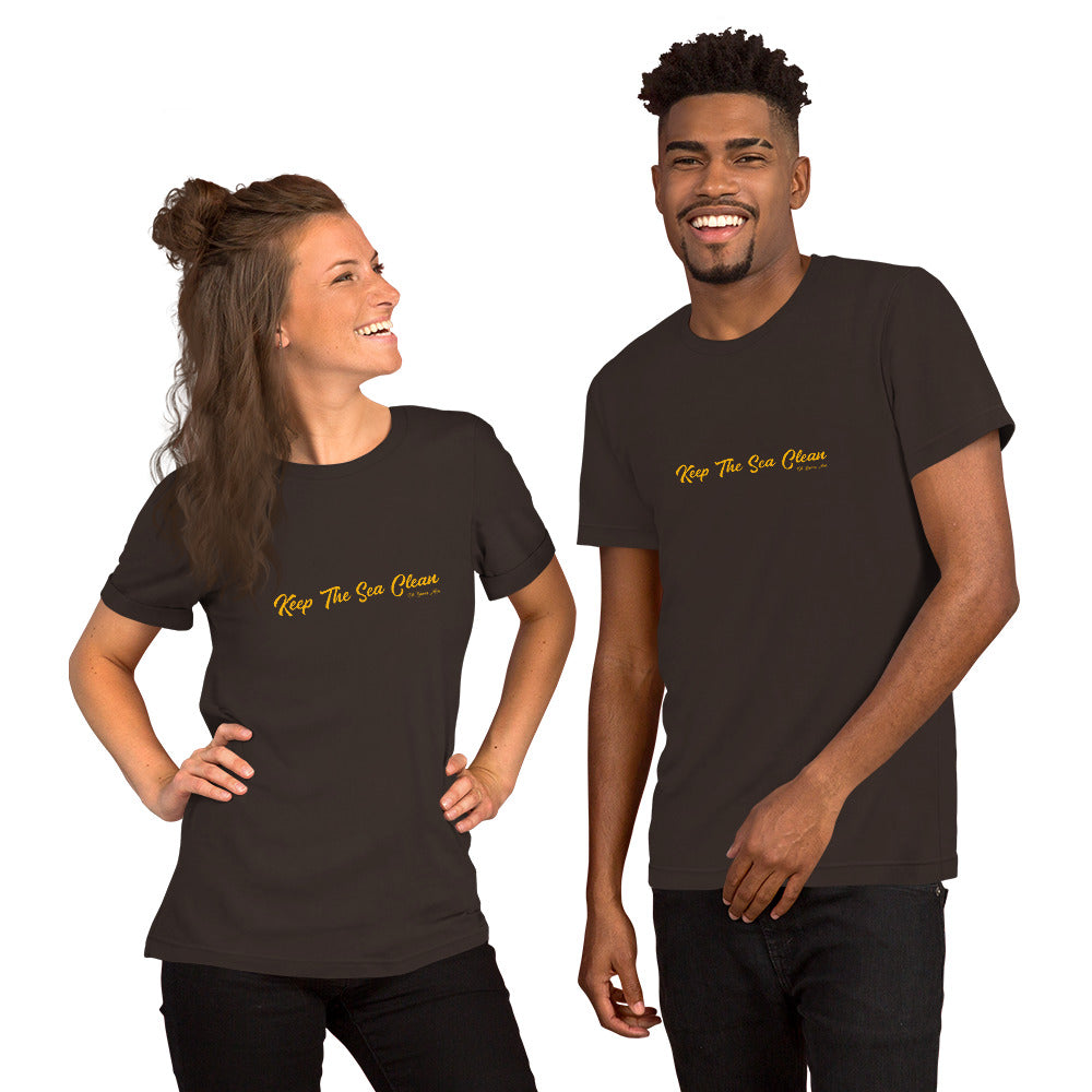 Unisex cotton t-shirt Keep The Sea Clean Gold on dark colors