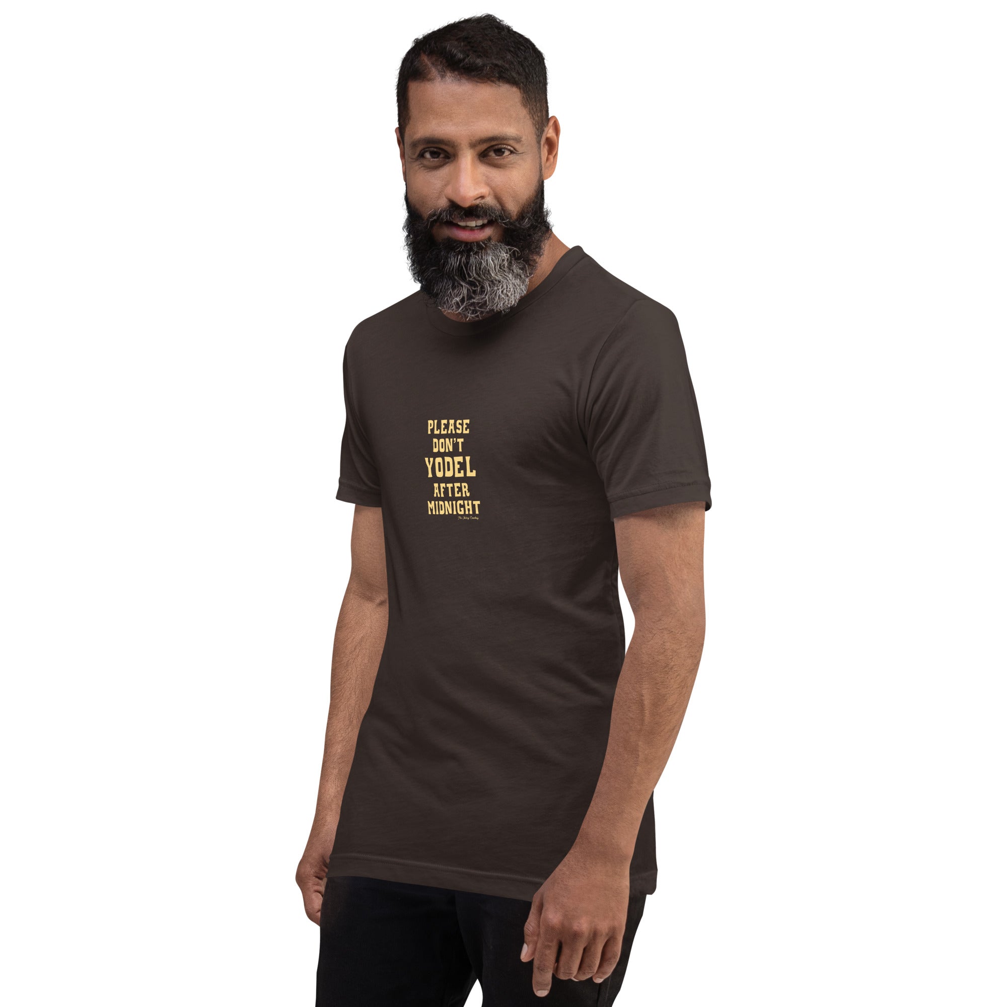T-shirt en coton unisexe Don't Yodel After Midnight texte clair