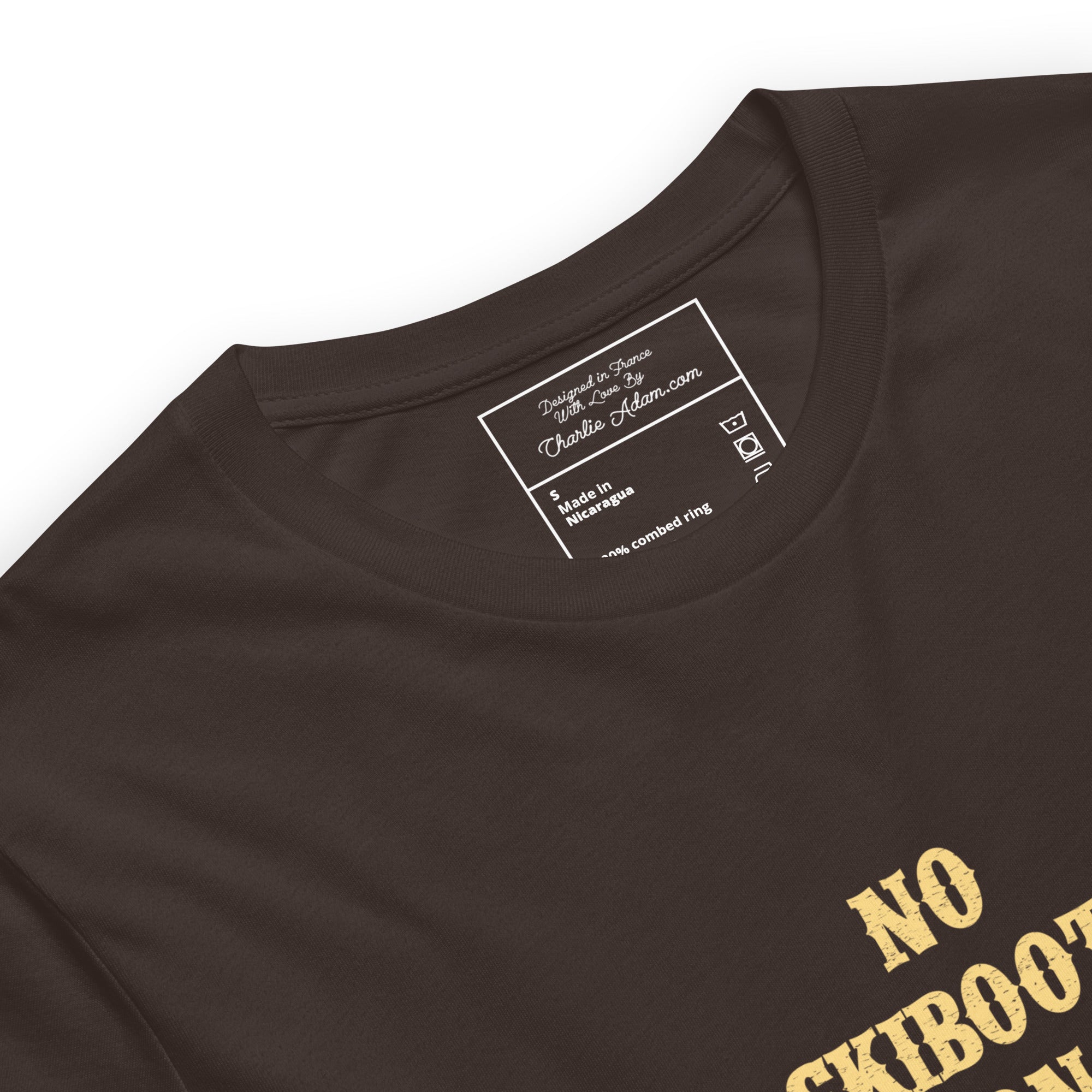 T-shirt en coton unisexe No Skiboots on Dancefloor sur couleurs foncées