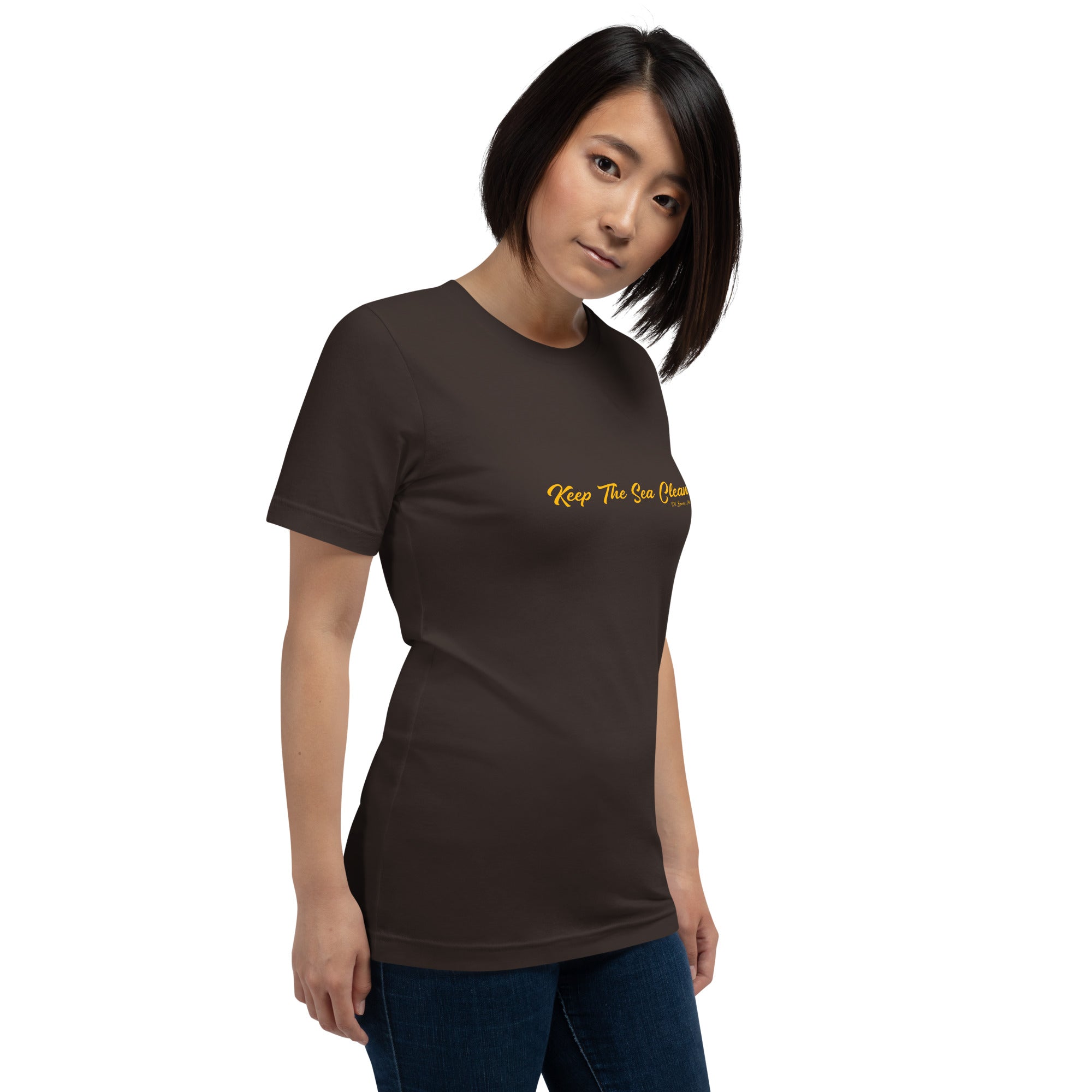 Unisex cotton t-shirt Keep The Sea Clean Gold on dark colors