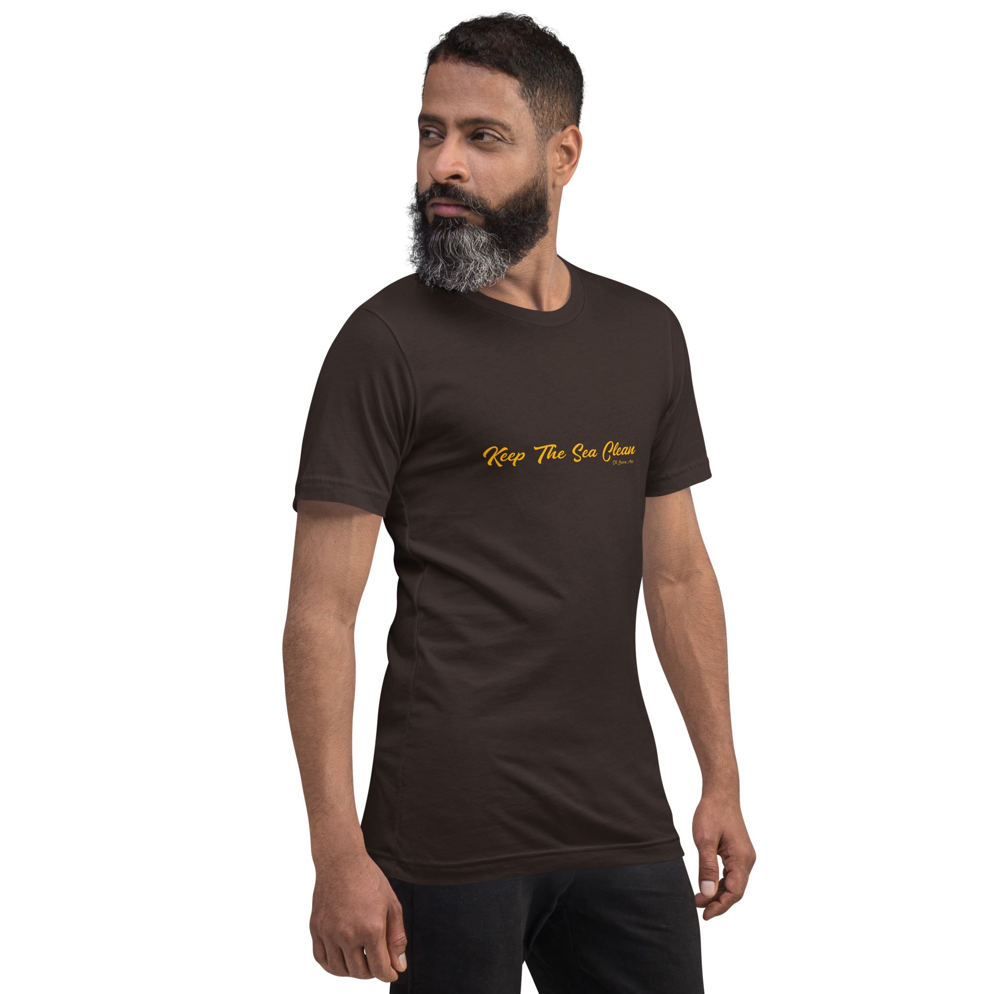 Unisex cotton t-shirt Keep The Sea Clean Gold on dark colors