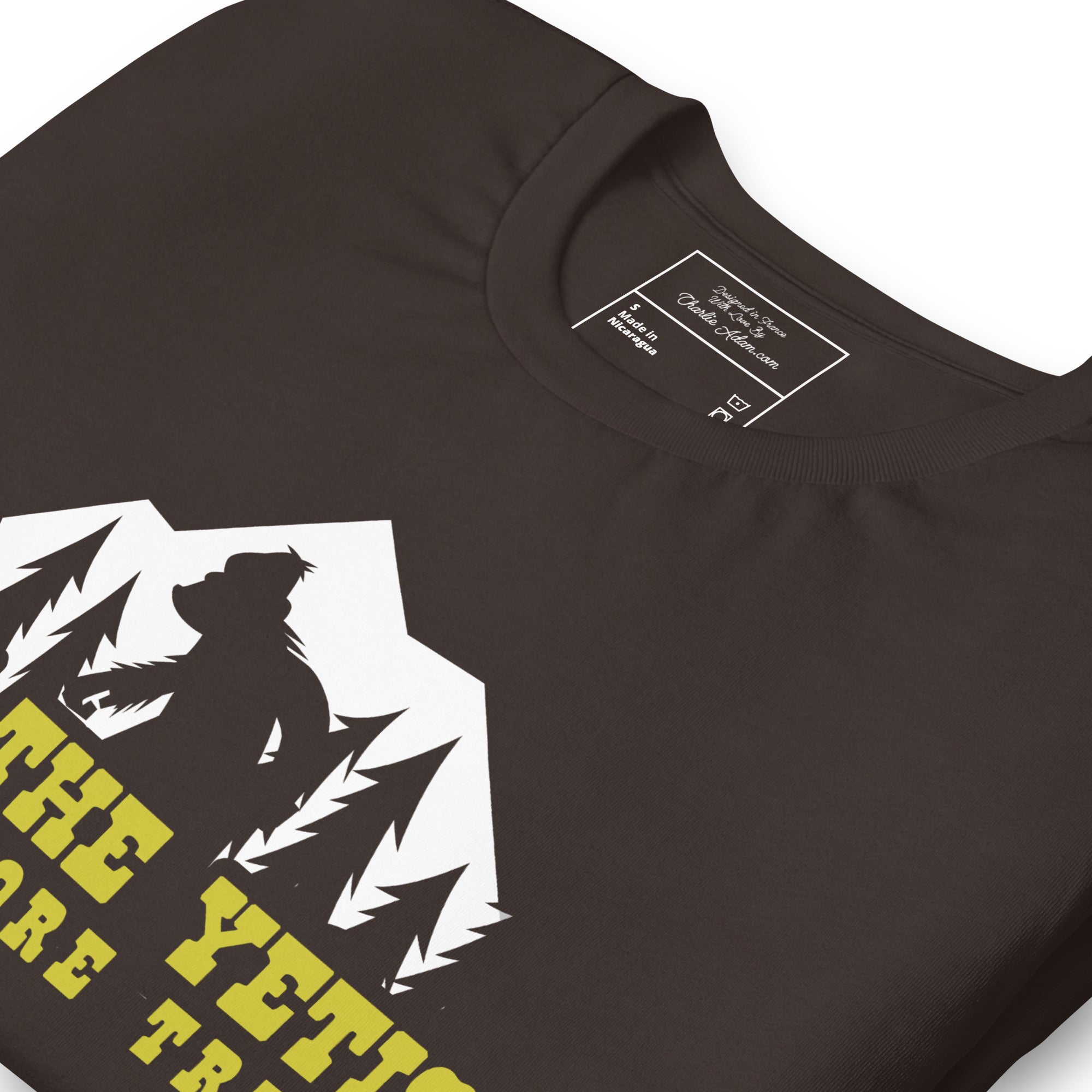 T-shirt en coton unisexe Save the Yetis Plant more Trees sur couleurs foncées