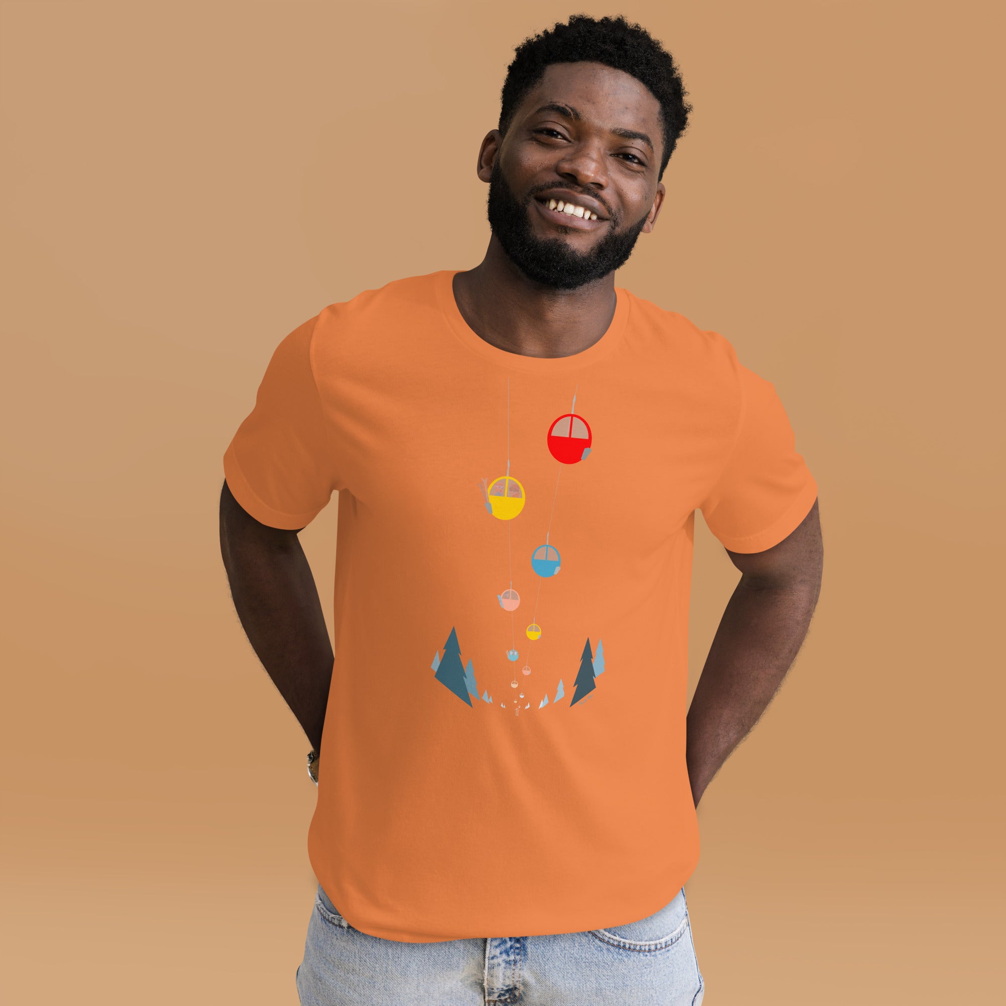 T-shirt en coton unisexe Gondolas in the mist sur couleurs vives
