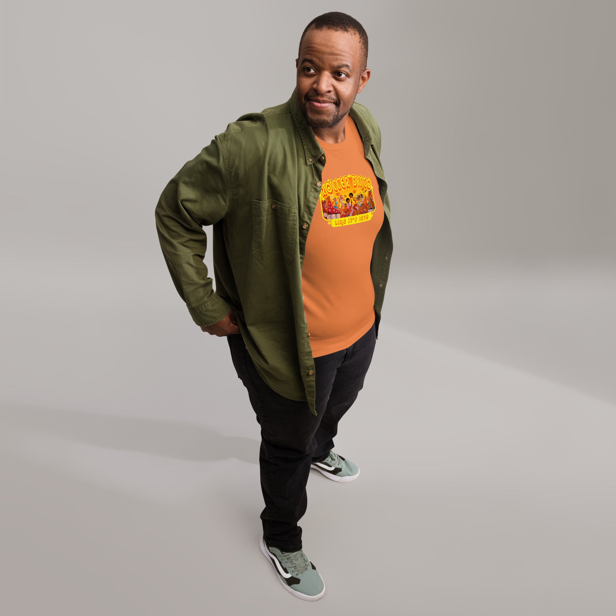 T-shirt en coton unisexe Roller Disco 1975 sur couleurs vives