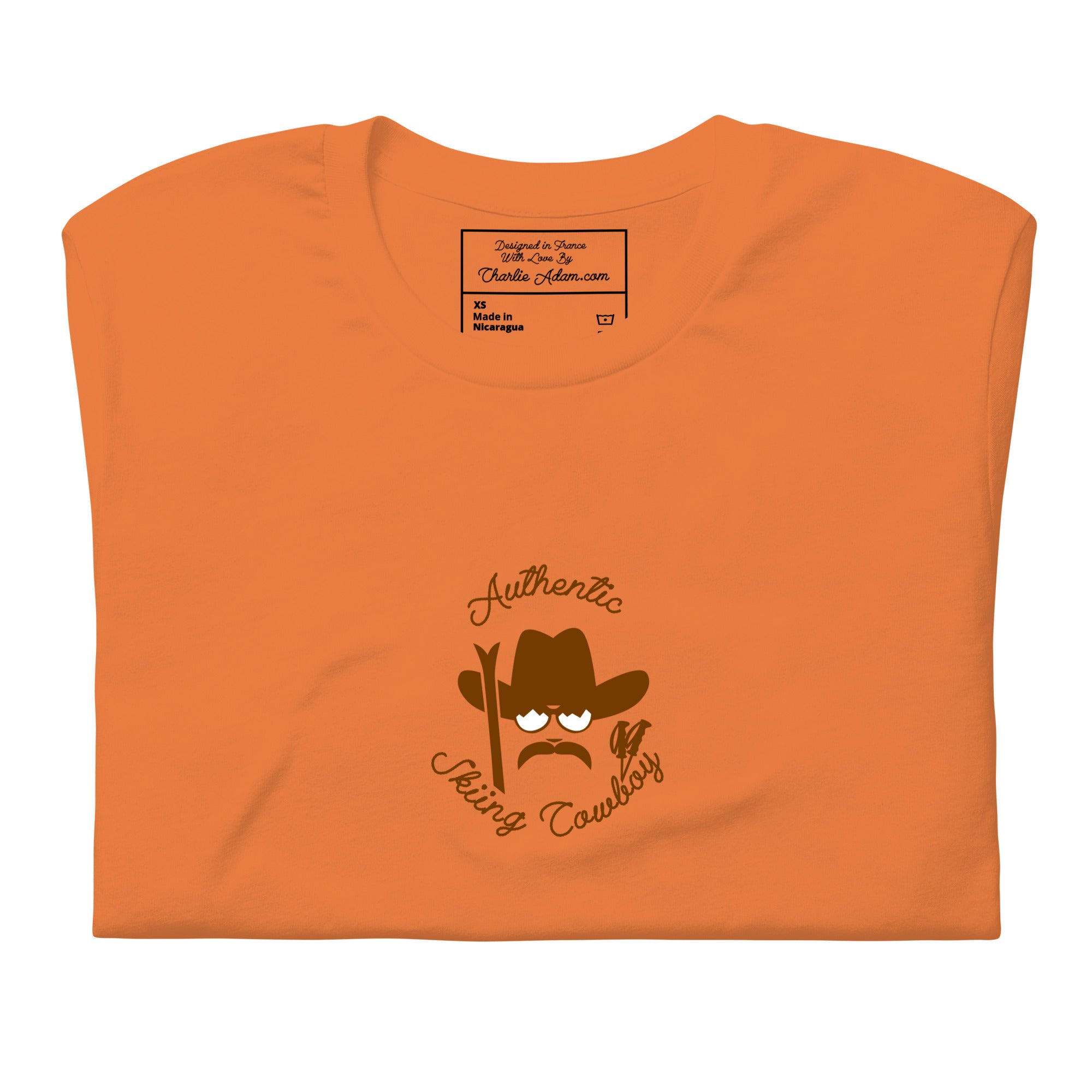 Unisex cotton t-shirt Authentic Skiing Cowboy on bright colors