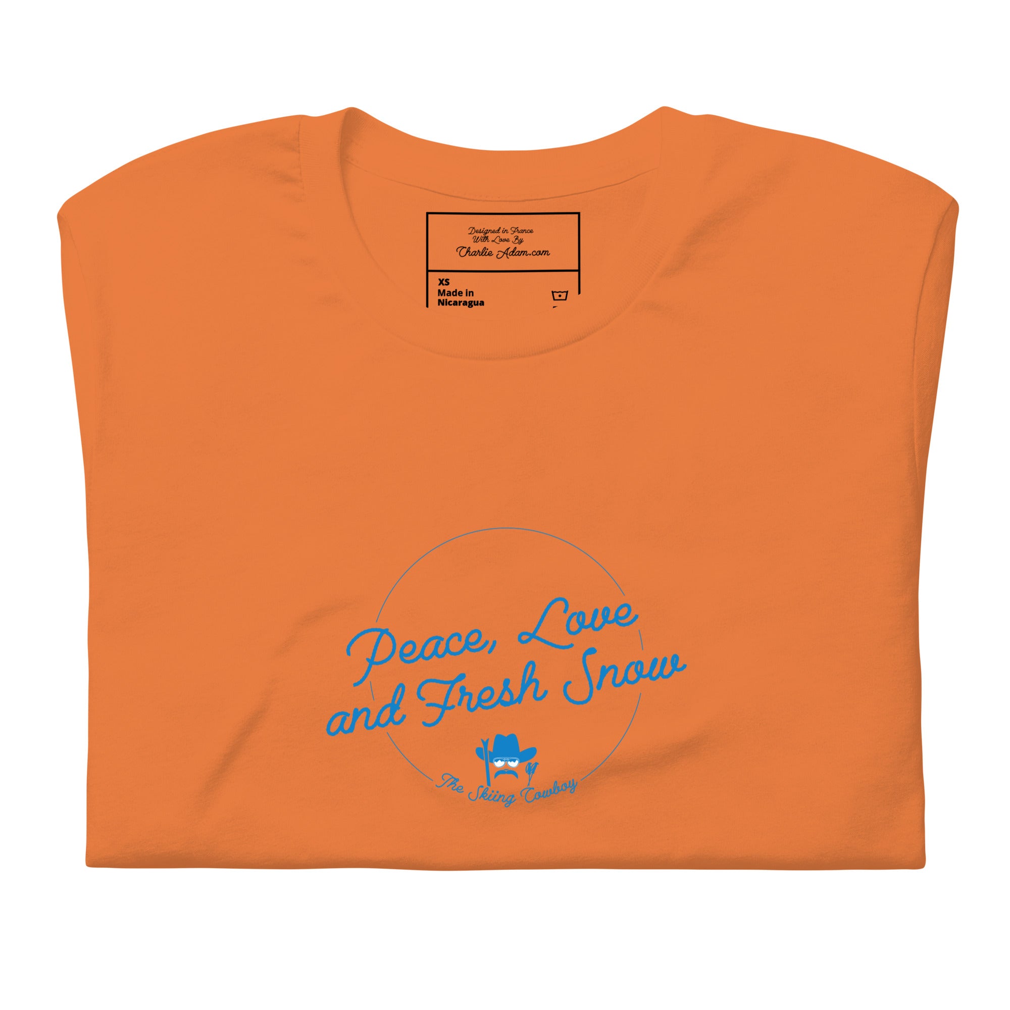 T-shirt en coton unisexe Peace, Love and Fresh Snow sur couleurs vives