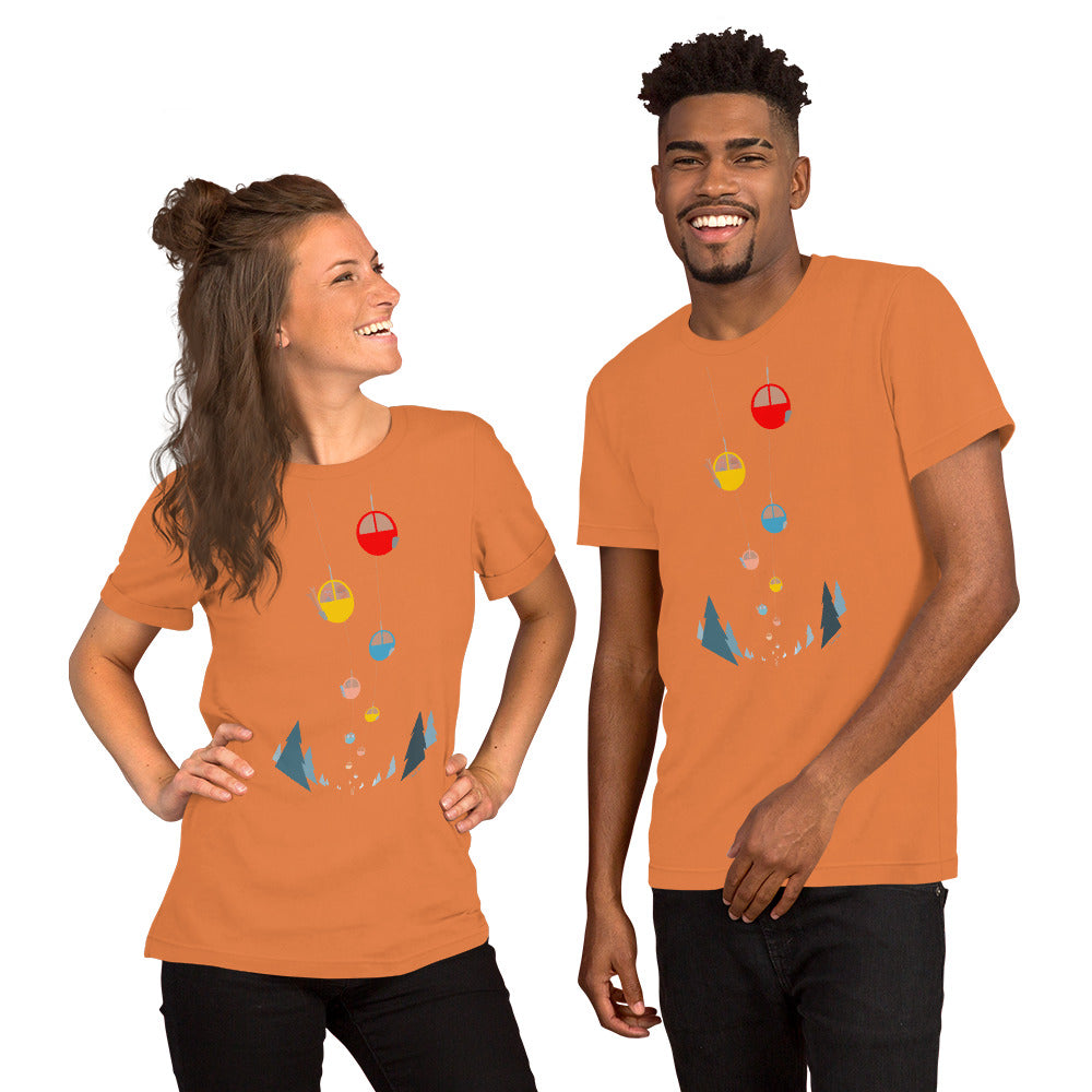T-shirt en coton unisexe Gondolas in the mist sur couleurs vives