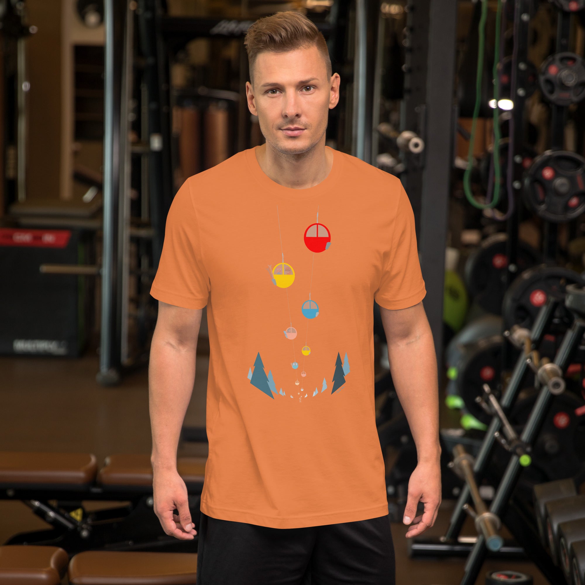 T-shirt en coton unisexe Gondolas in the mist sur couleurs vives