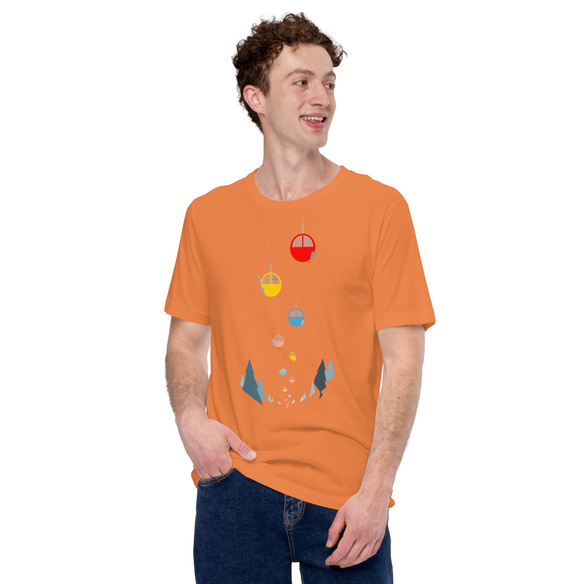 T-shirt en coton unisexe Gondolas in the mist sur couleurs vives