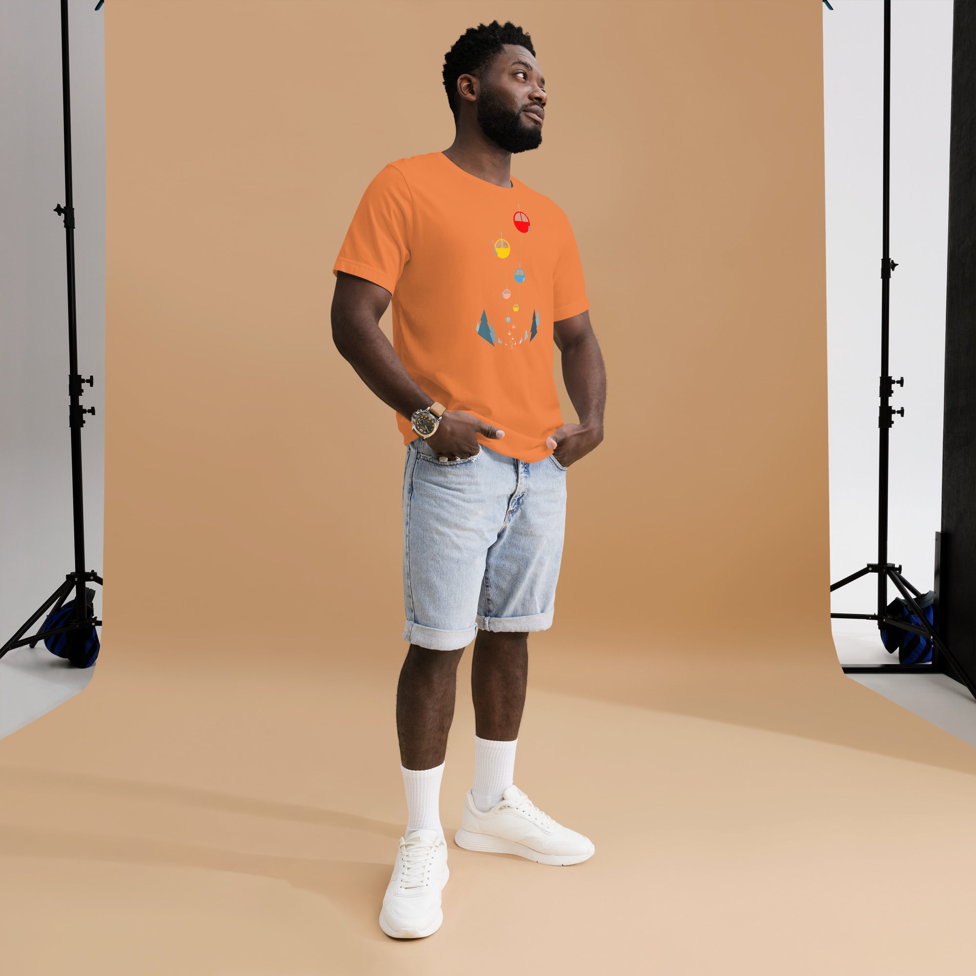 T-shirt en coton unisexe Gondolas in the mist sur couleurs vives