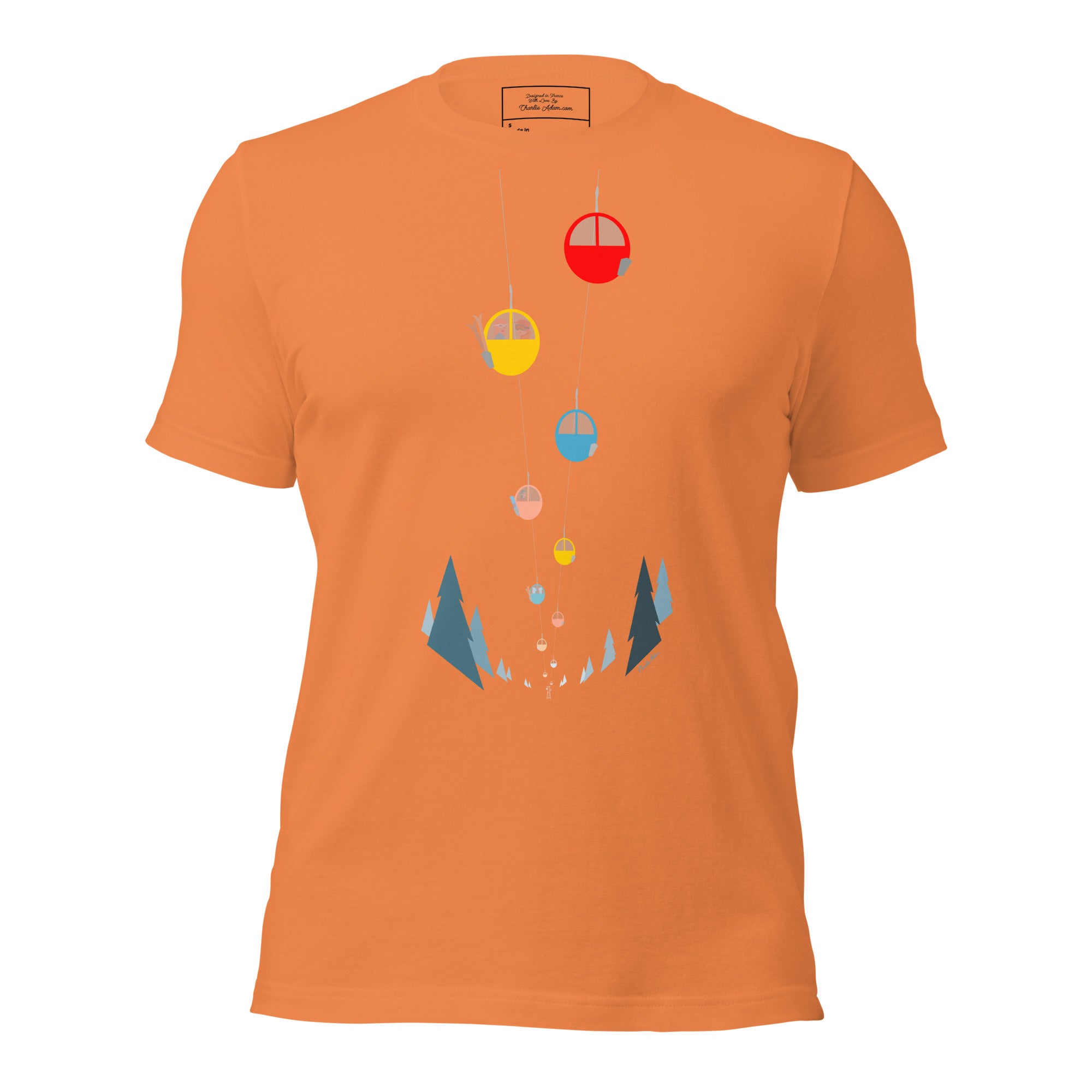 T-shirt en coton unisexe Gondolas in the mist sur couleurs vives