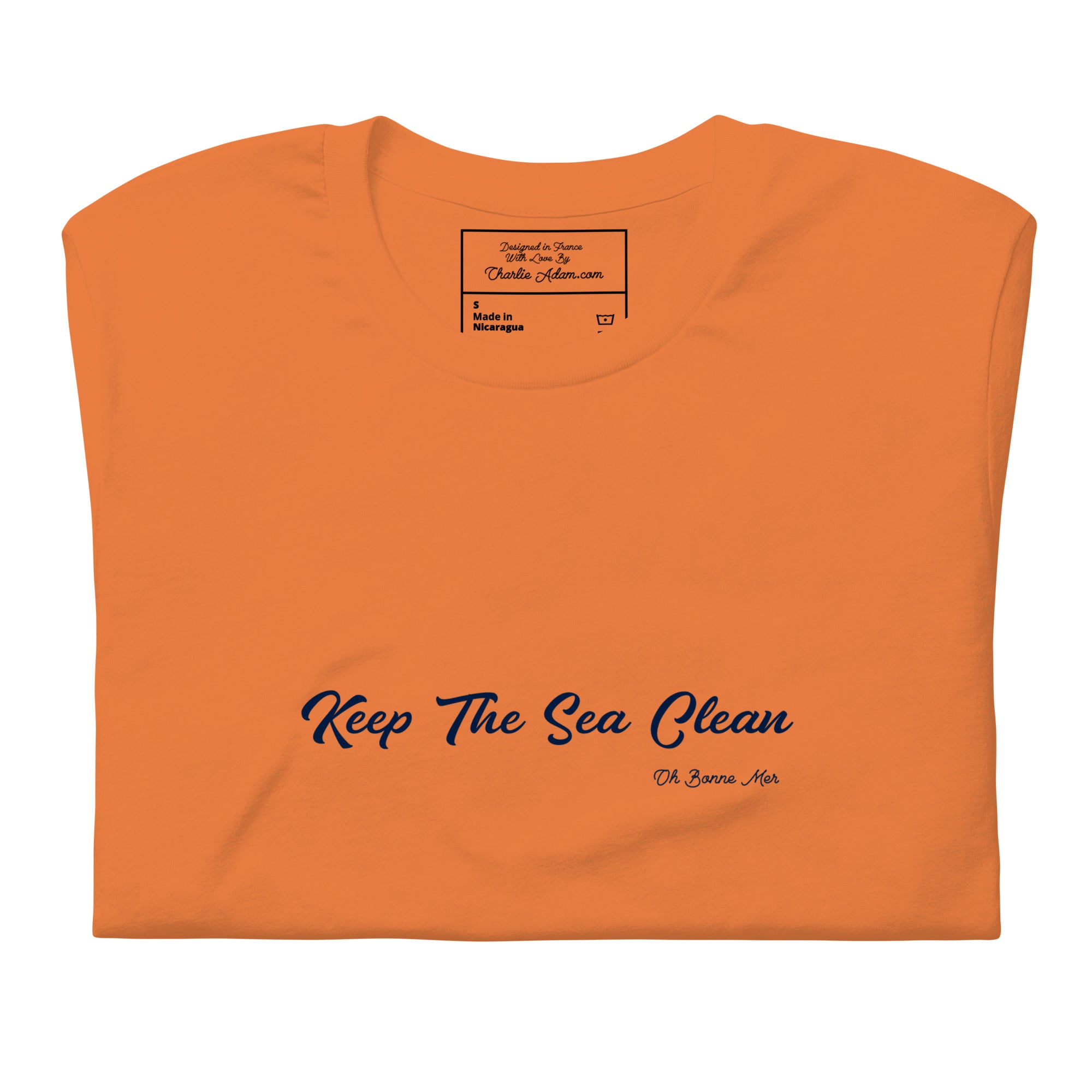 Unisex cotton t-shirt Keep The Sea Clean Navy on bright colors