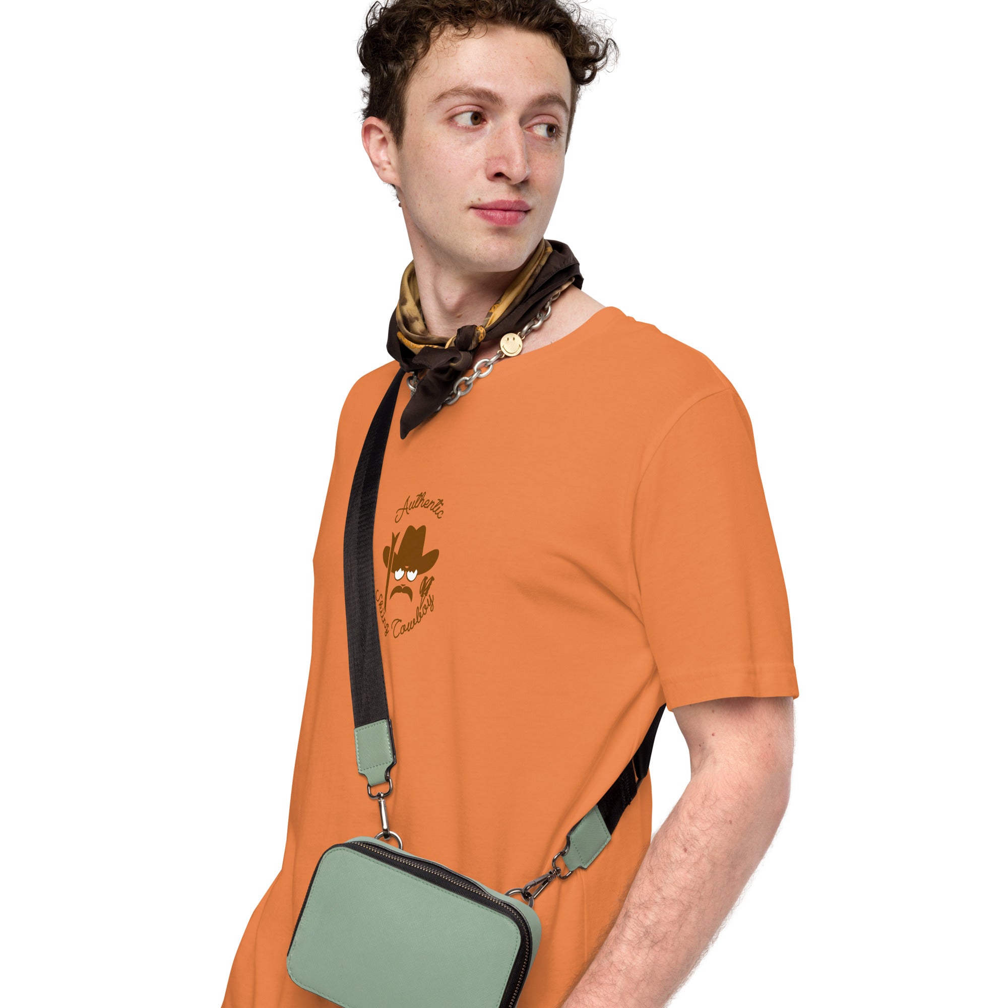 Unisex cotton t-shirt Authentic Skiing Cowboy on bright colors