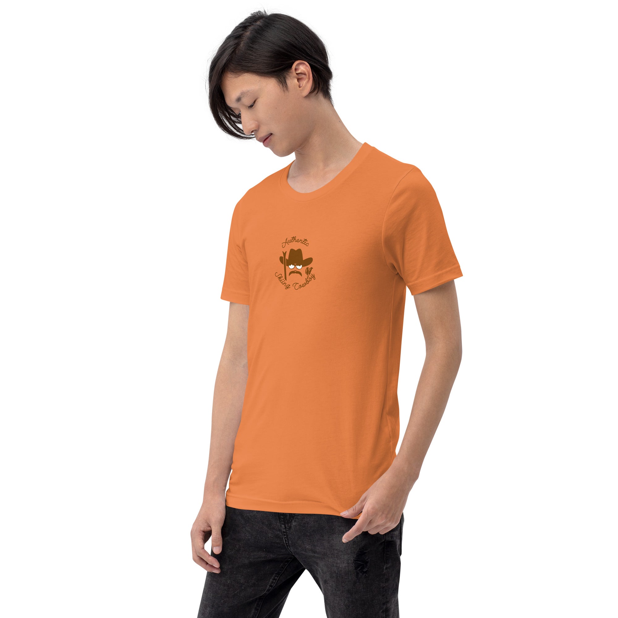 Unisex cotton t-shirt Authentic Skiing Cowboy on bright colors