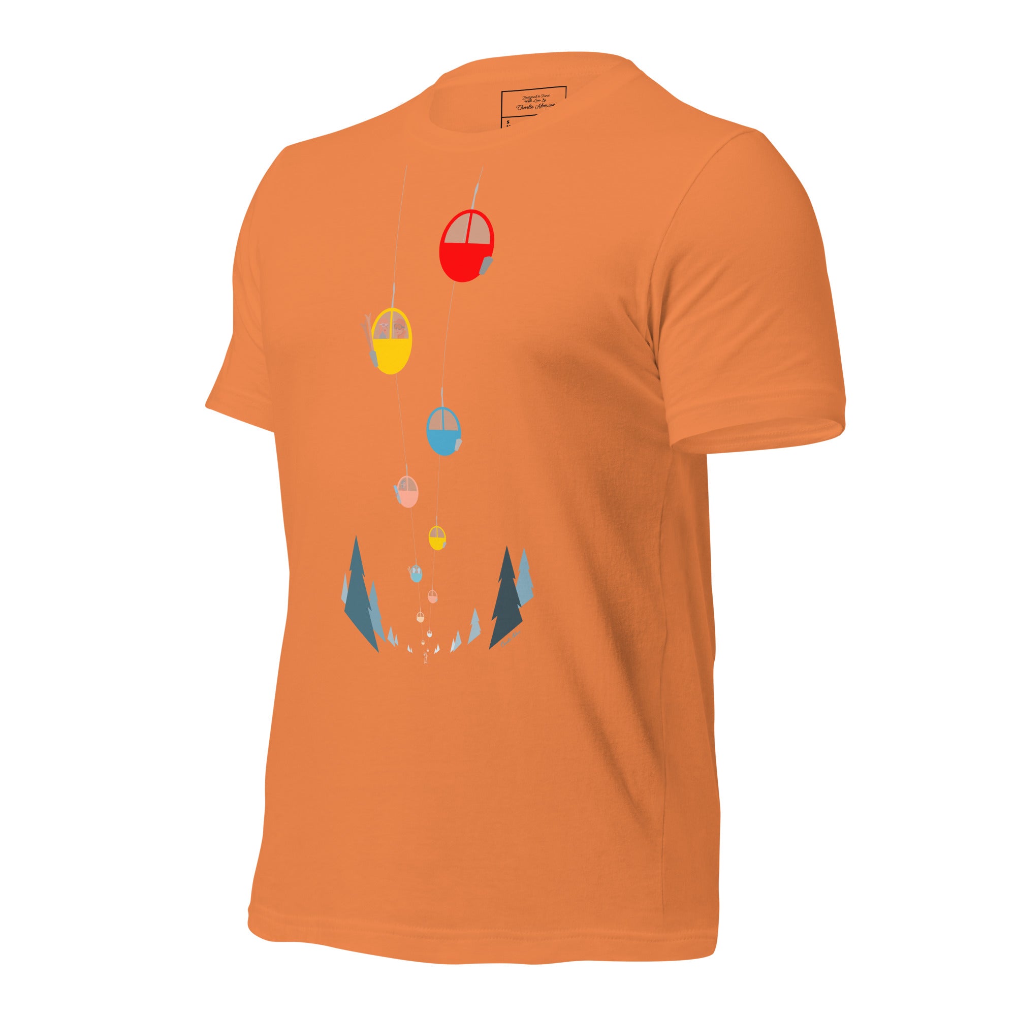 T-shirt en coton unisexe Gondolas in the mist sur couleurs vives