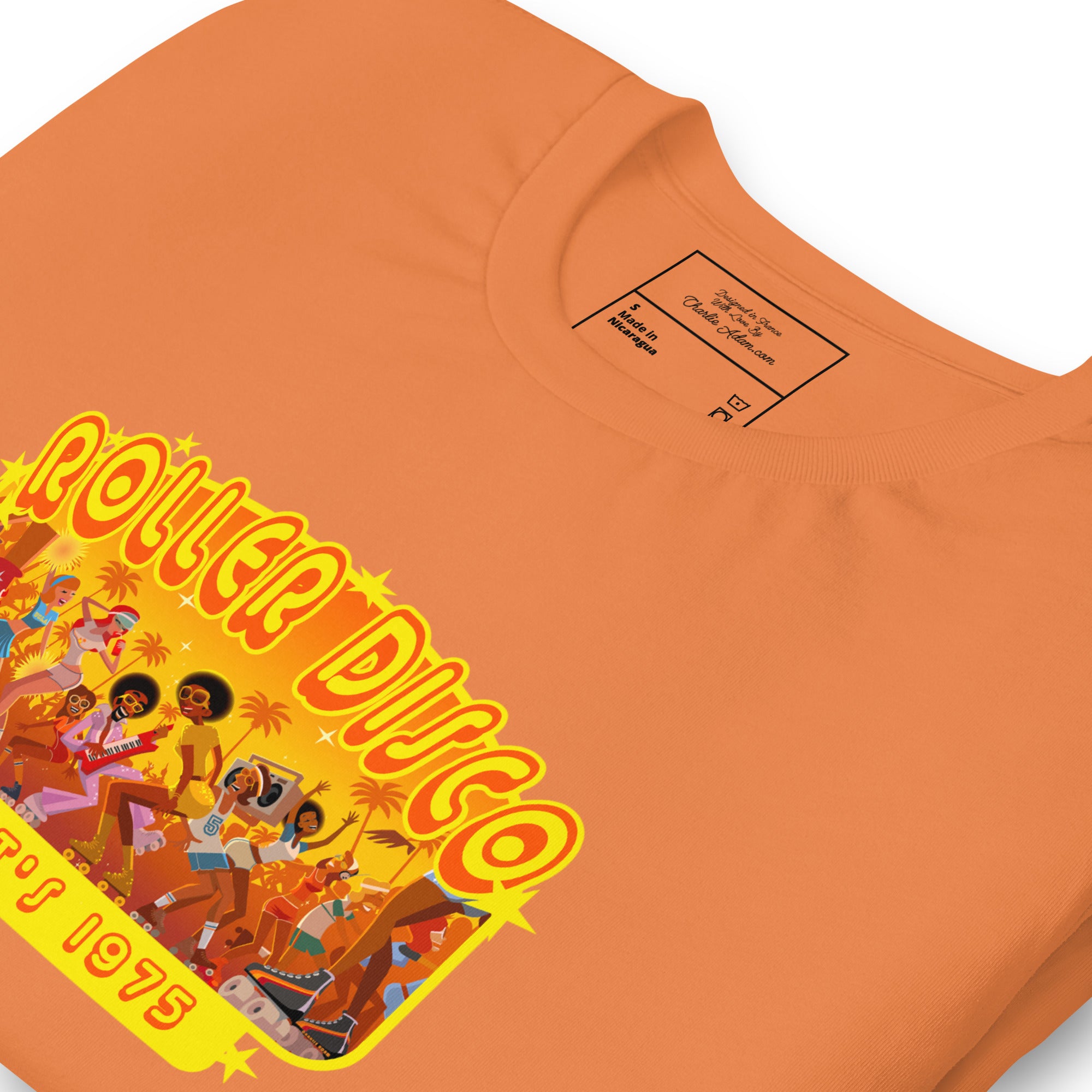 T-shirt en coton unisexe Roller Disco 1975 sur couleurs vives