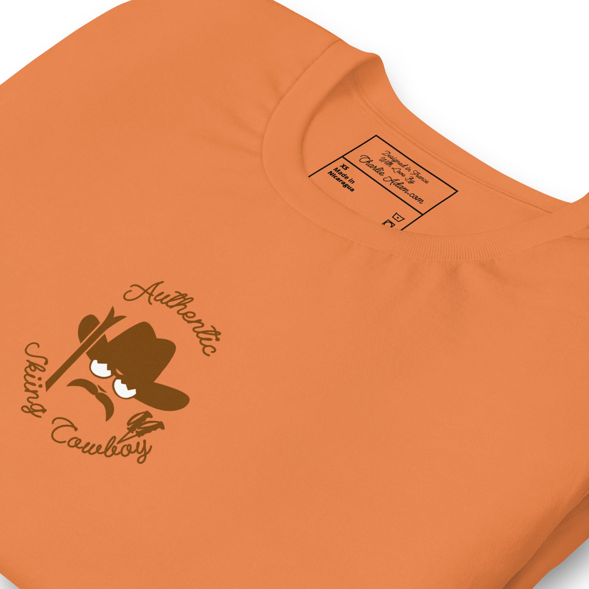 Unisex cotton t-shirt Authentic Skiing Cowboy on bright colors