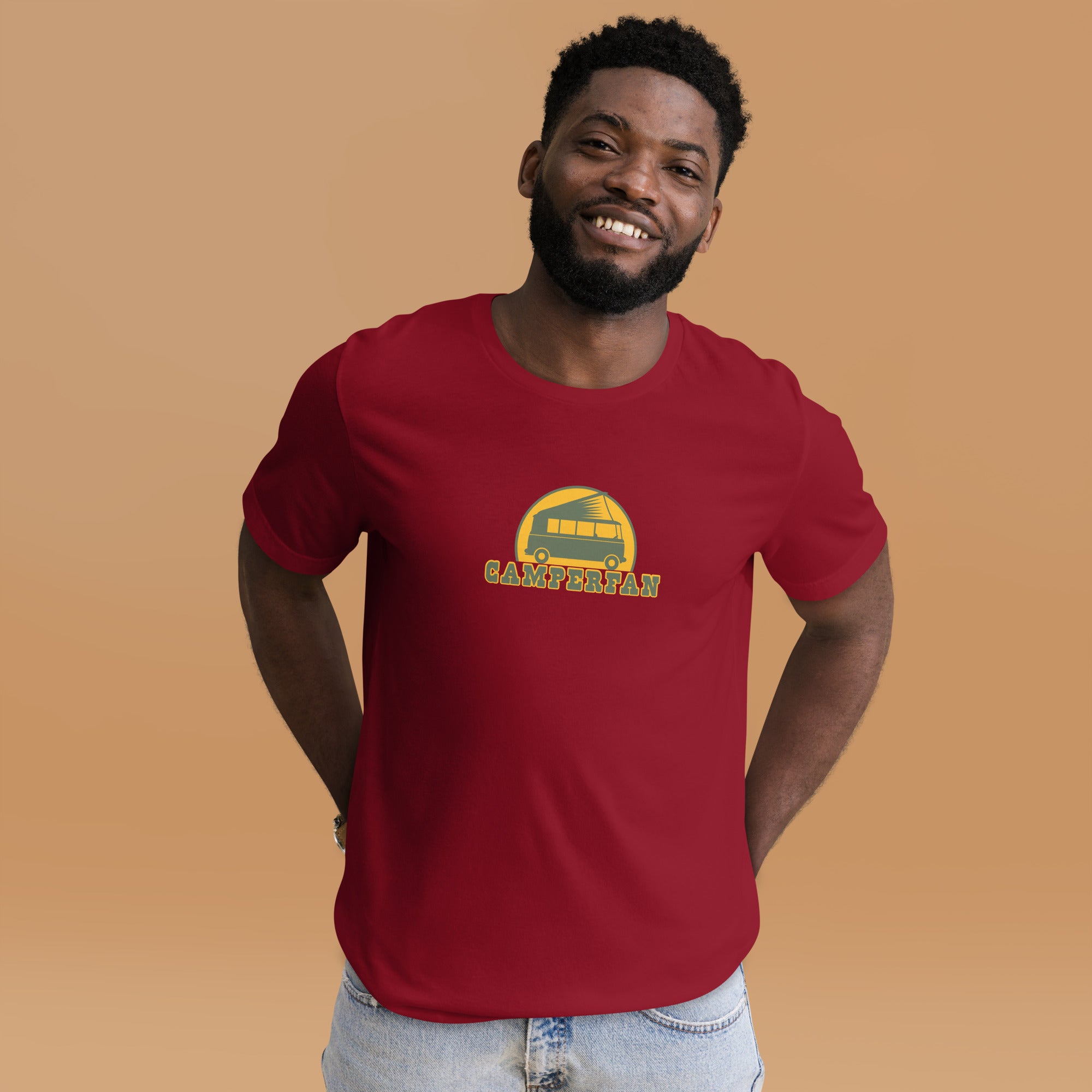 Unisex cotton t-shirt Camperfan on dark colors