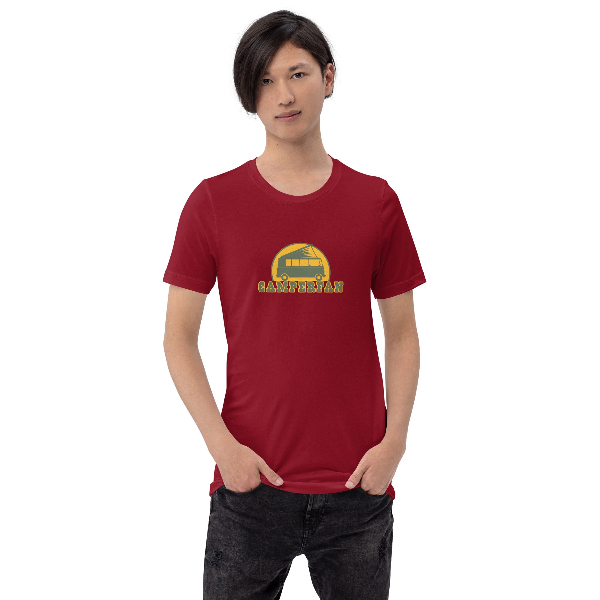 Unisex cotton t-shirt Camperfan on dark colors