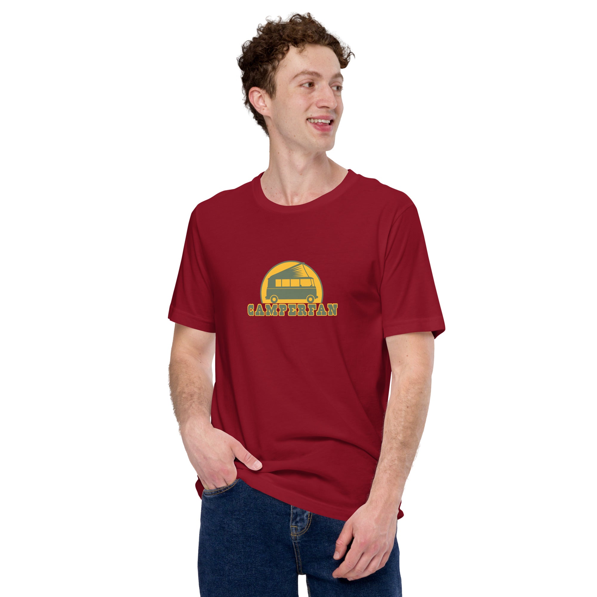 Unisex cotton t-shirt Camperfan on dark colors