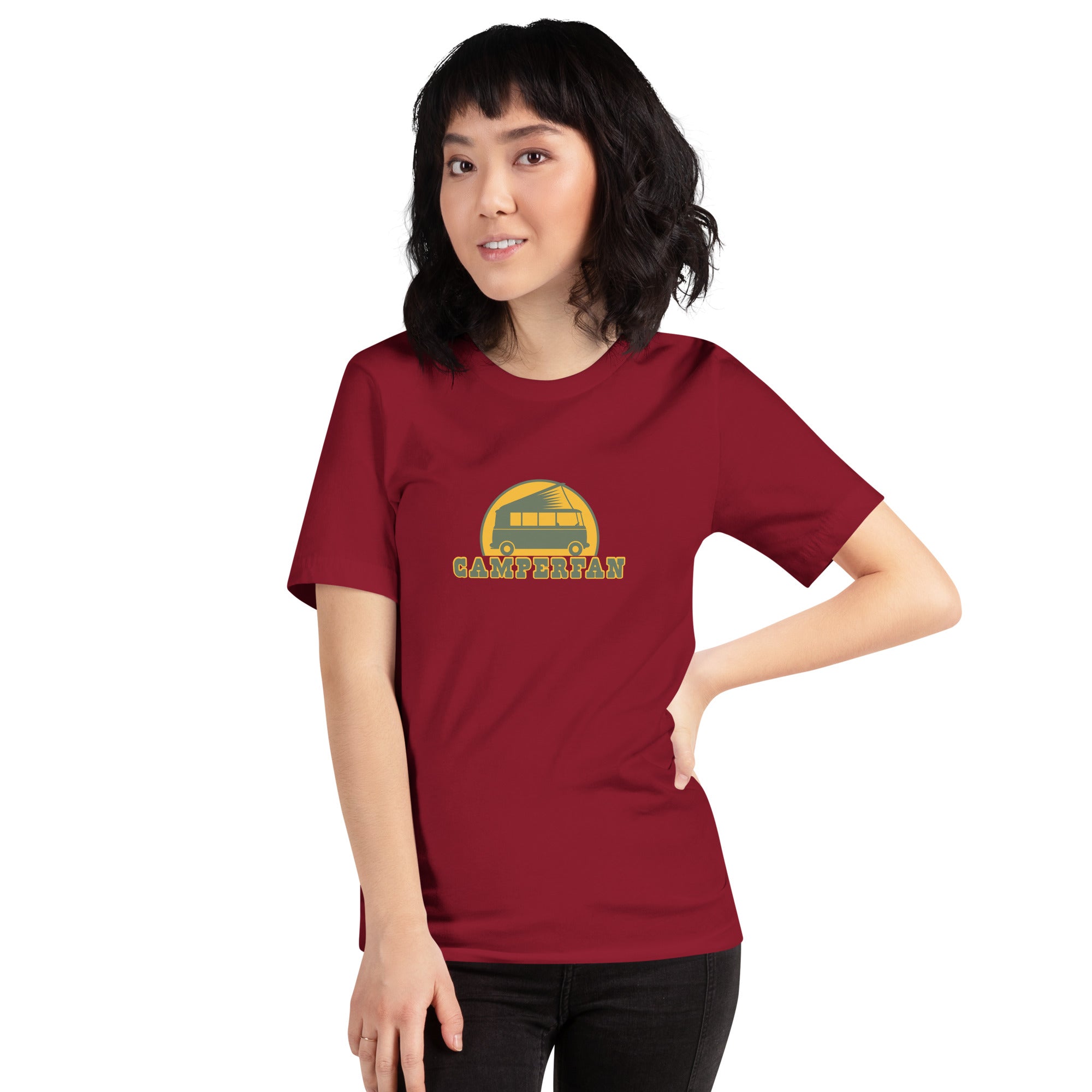 Unisex cotton t-shirt Camperfan on dark colors