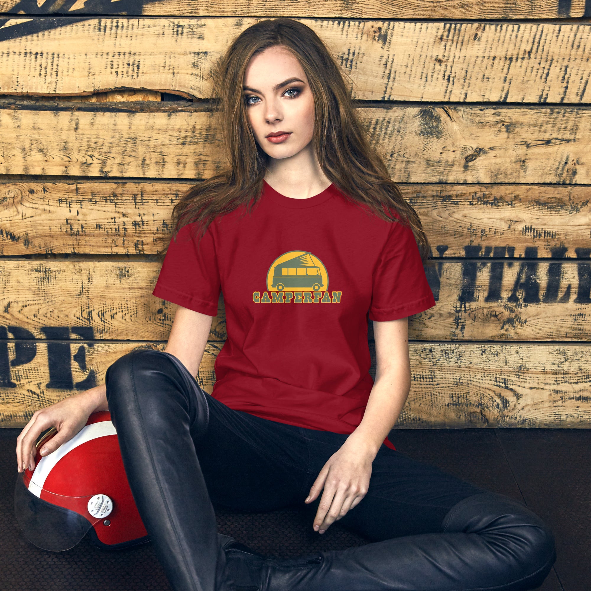 Unisex cotton t-shirt Camperfan on dark colors