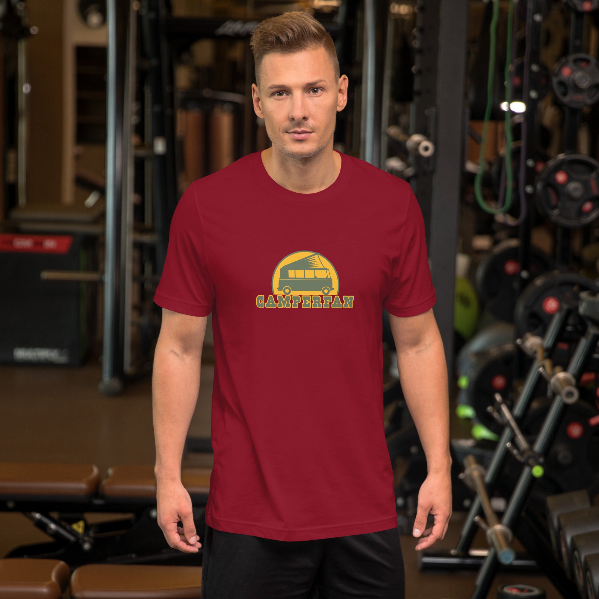 Unisex cotton t-shirt Camperfan on dark colors